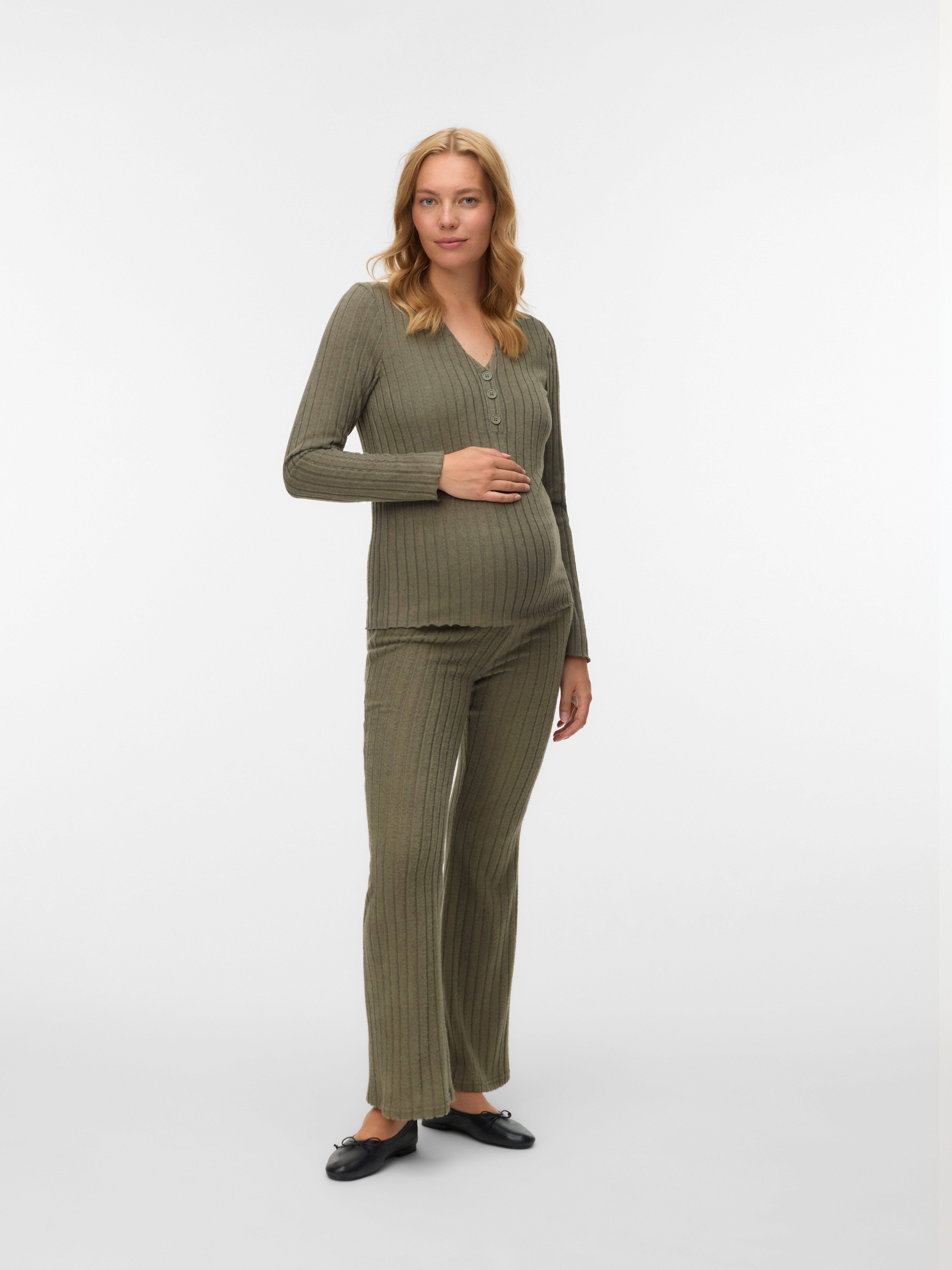 Mamalicious Shirt met V-hals MLFELIZIA LIA LS JRS TOP 2F NOOS