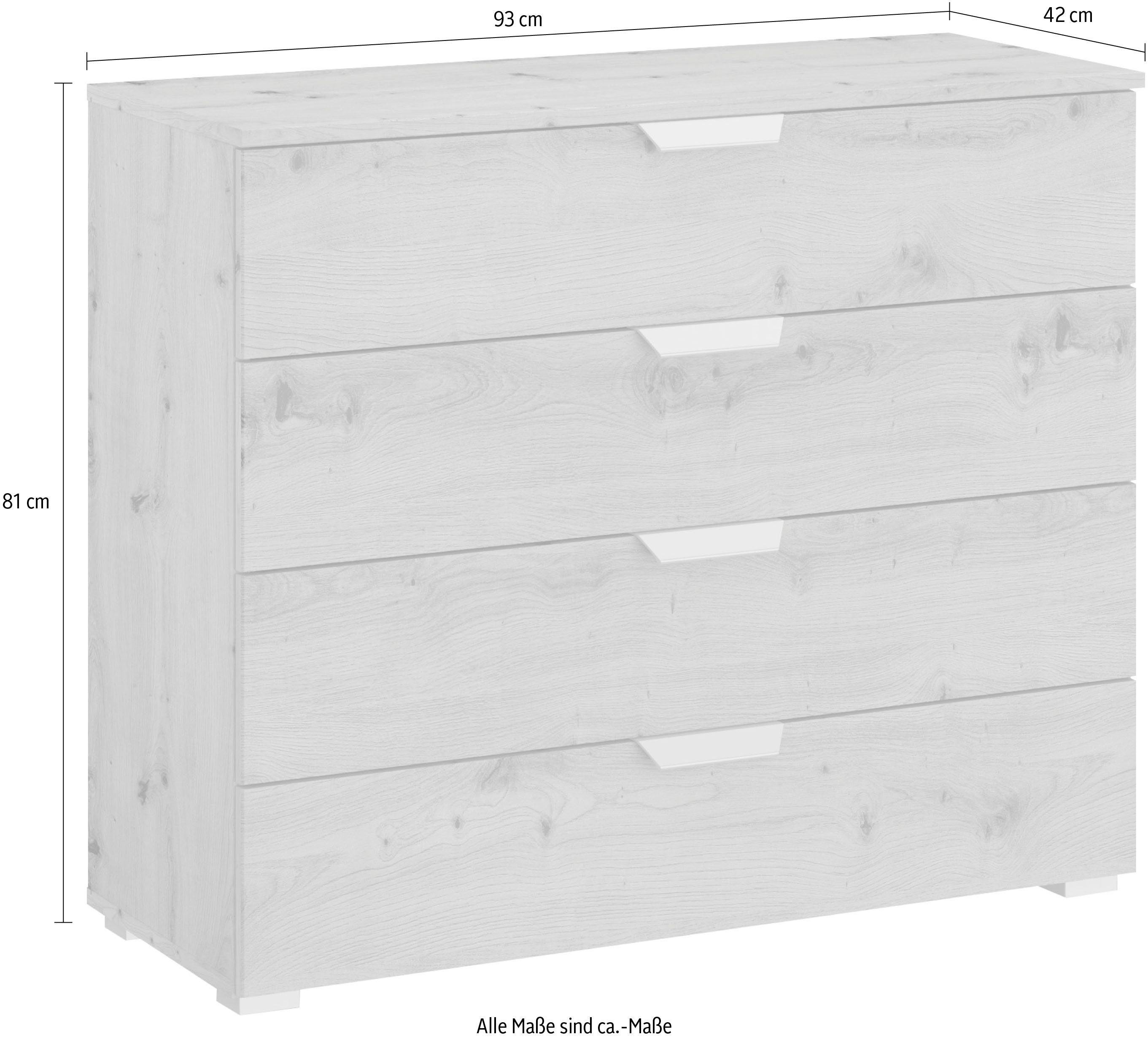 rauch Ladekast Sideboard ORIAS met decor- of hoogglansfront met 4 lades en 2 deuren en metalen grepen made in germany
