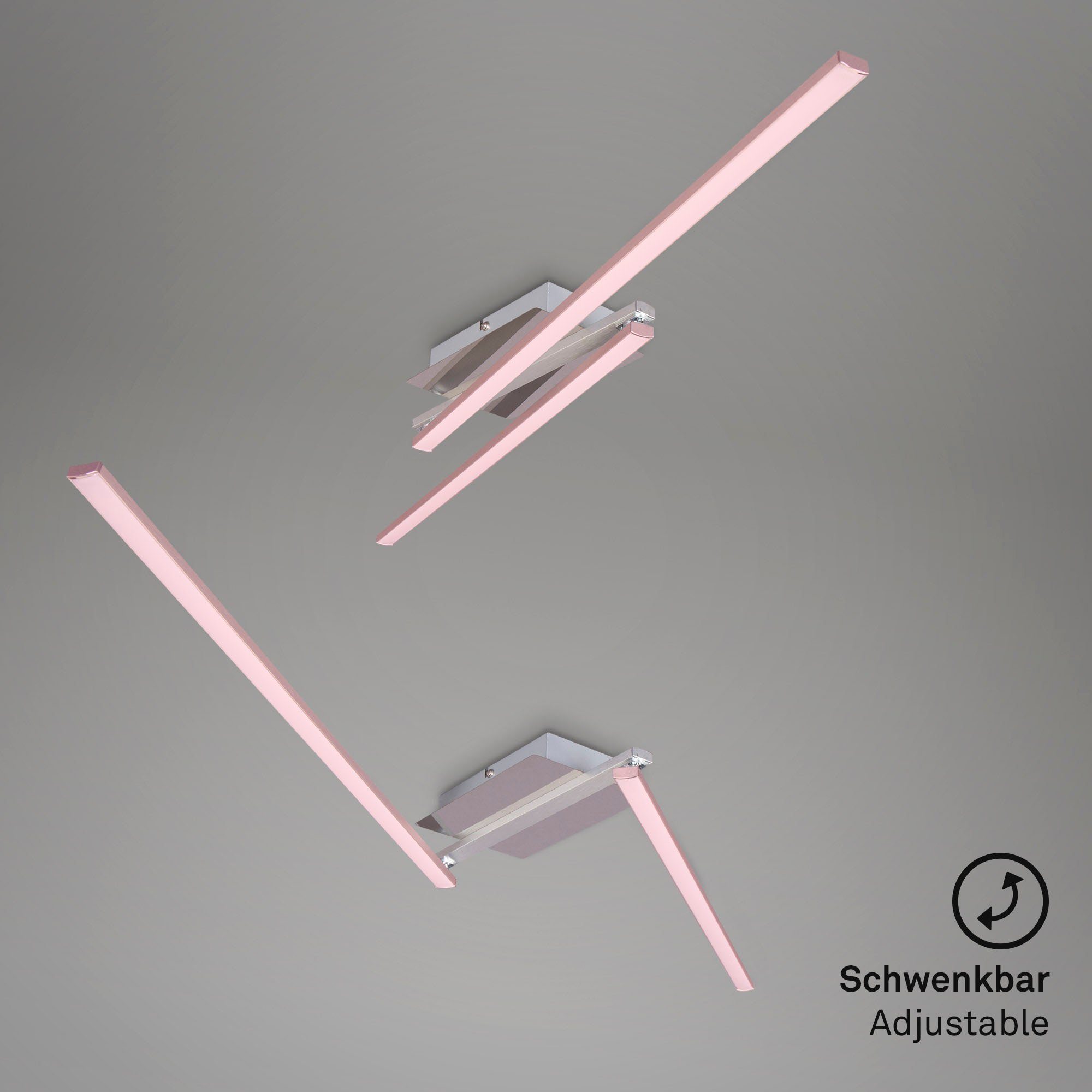 Briloner Leuchten Plafondlamp STAFF LED plafondlamp 2-vlamig draaibaar alu-chroom 3000K 12W metaal (1 stuk)