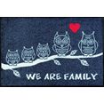 wash+dry by kleen-tex mat we are family inloopmat, motief uilen, met quote, geschikt voor binnen en buiten, wasbaar grijs