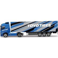 bburago speelgoed vrachtwagen streetfire volvo fh16 met toyo tires aanhanger blauw