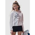 kidsworld hoodie be positive in een kort model met verlaagde schoudernaden roze