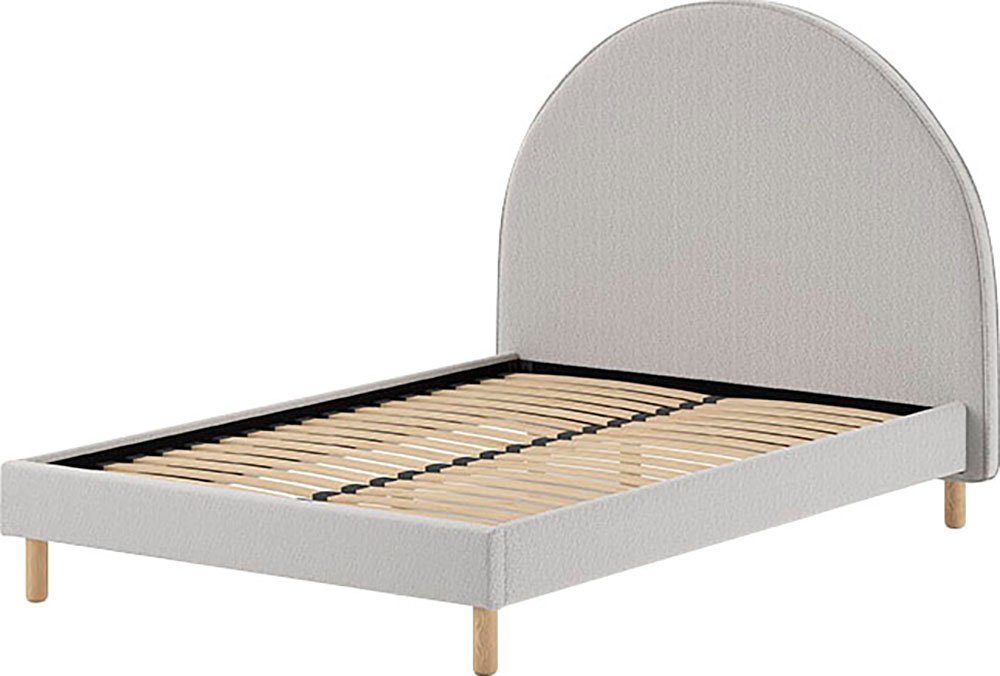 Vipack Gestoffeerd bed Moon, met fluffy bouclé stof in verschillende kleuren incl. rollattenbodem, keuze uit 2 breedtes en verschillende kleuren