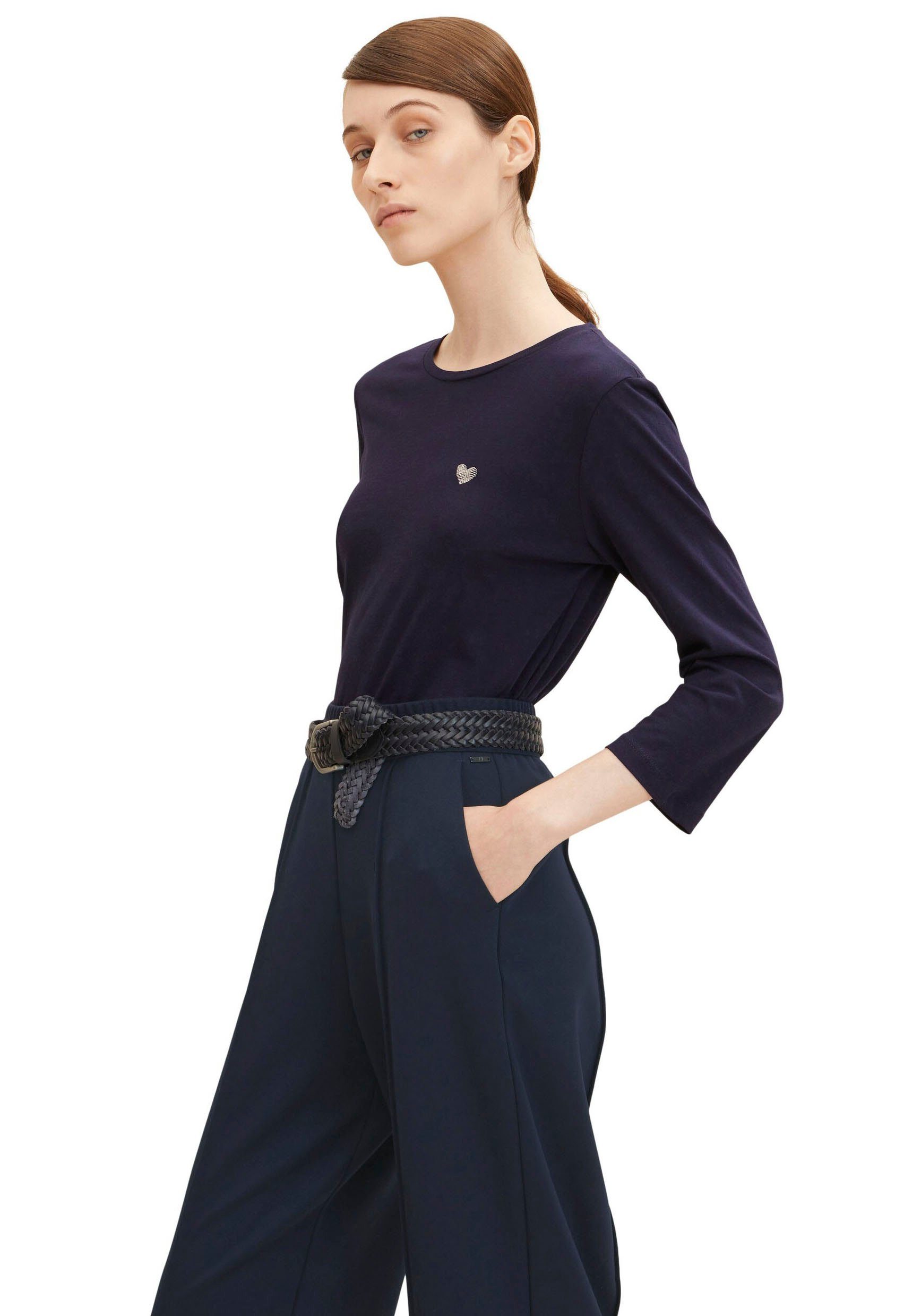 Tom Tailor Shirt met 3/4-mouwen dubbel - strepen + uni (2-delig, Set van 2)