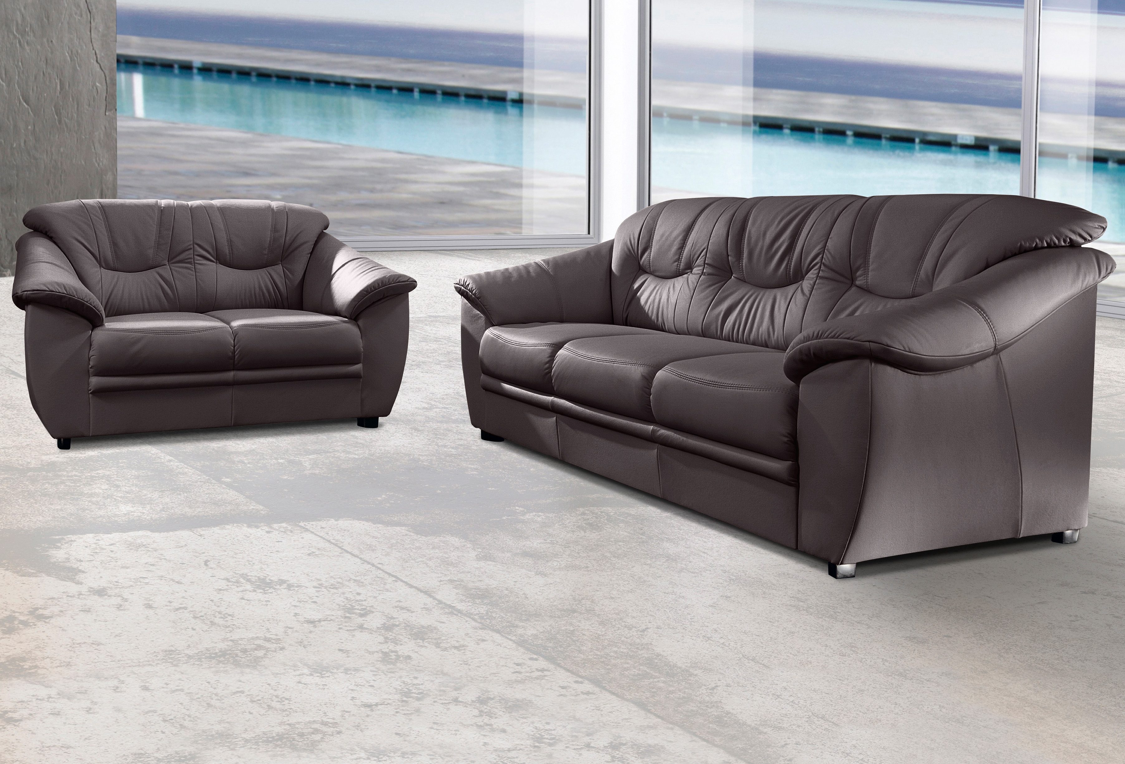 sit&more Zithoek Top Savona NatuurLEER (2-delig), bestaand uit elk een 2- en 3-zitsbank, binnenvering bruin, zithoeken