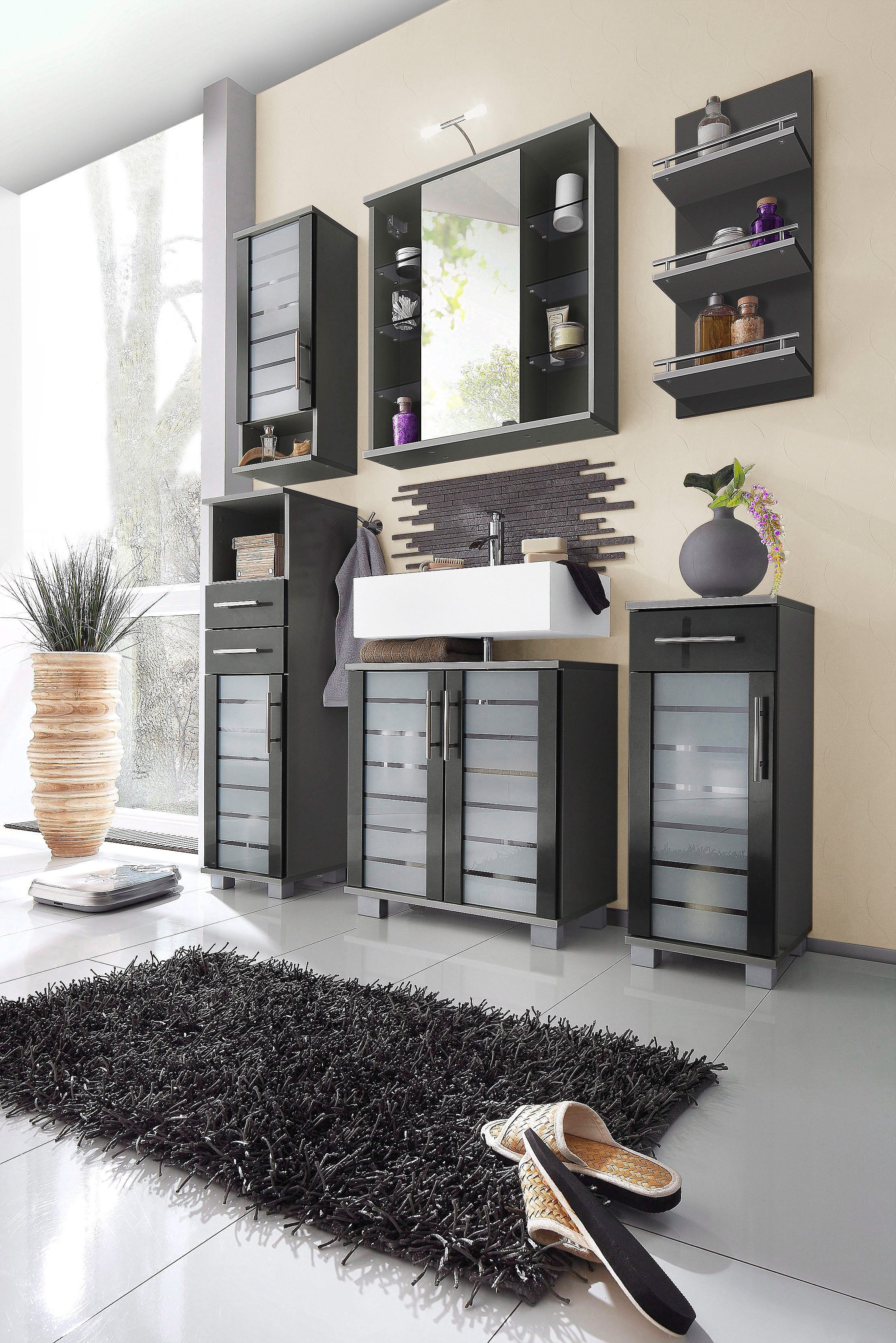 Schildmeyer Hangend kastje Nikosia Breedte 30 cm, met glasdeur, hoogwaardige MDF-fronten, metalen greep