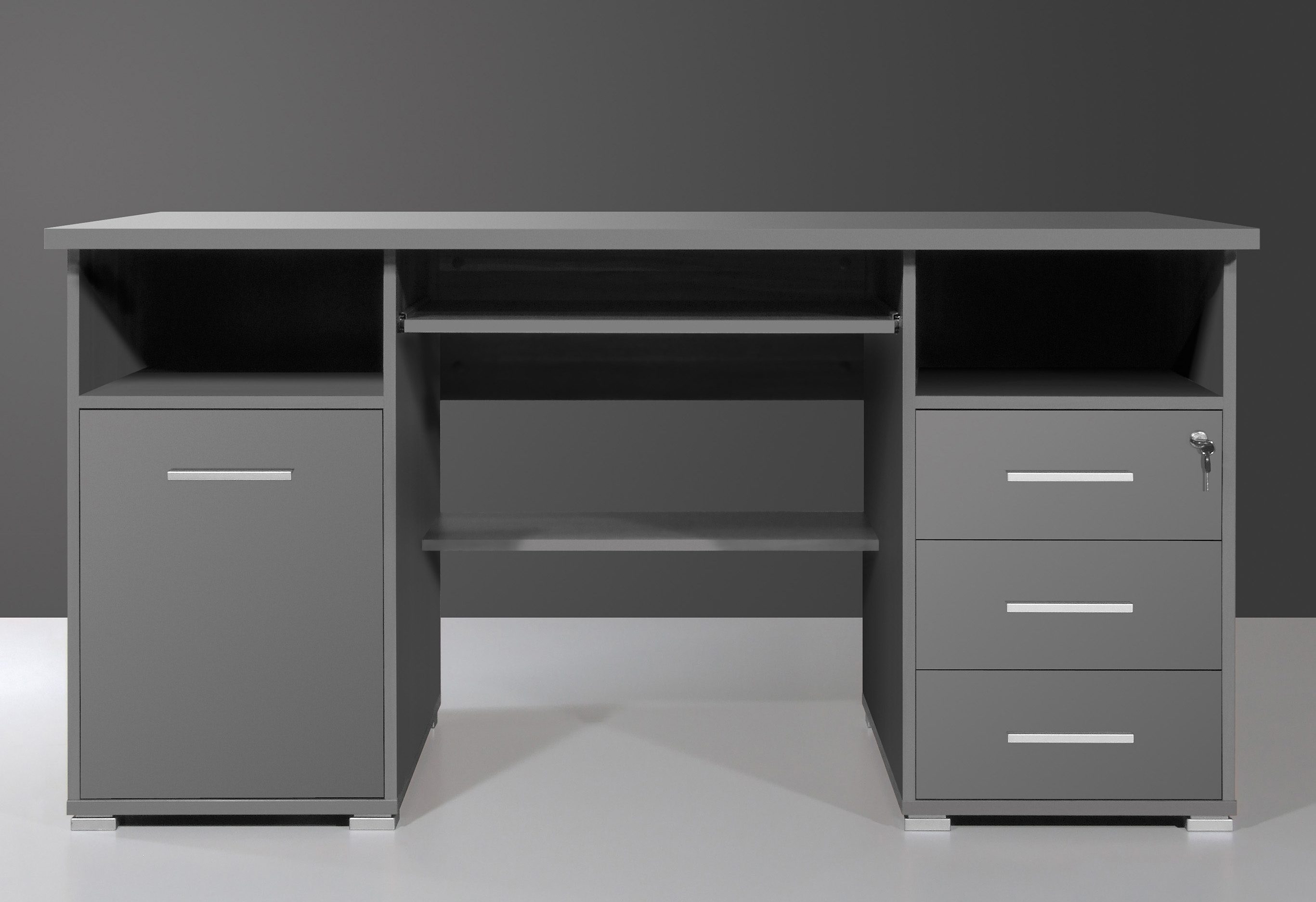 GERMANIA Pc-bureau 0484 Bureau met uittrekplank voor het toetsenbord & afsluitbare lade, 145 cm breed