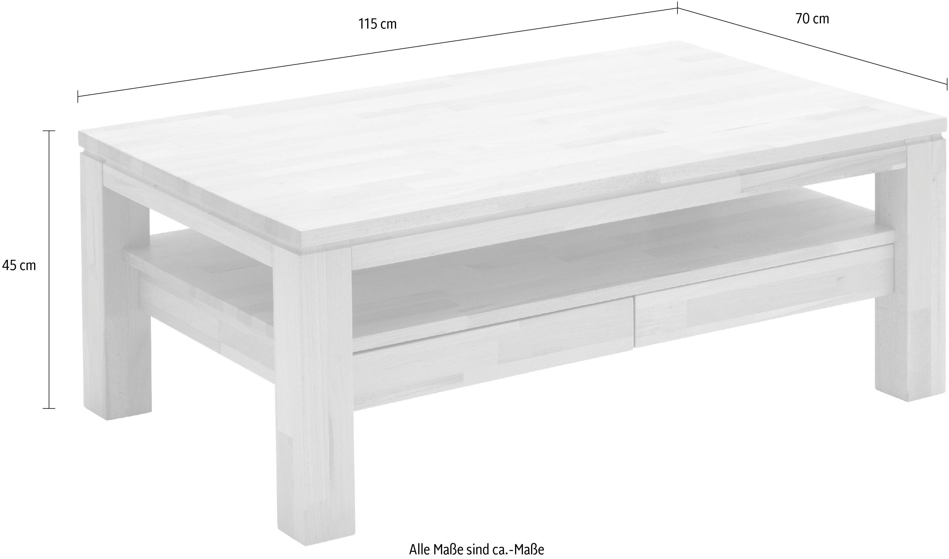 MCA furniture Salontafel TOPSELLER! Salontafel massief hout met laden