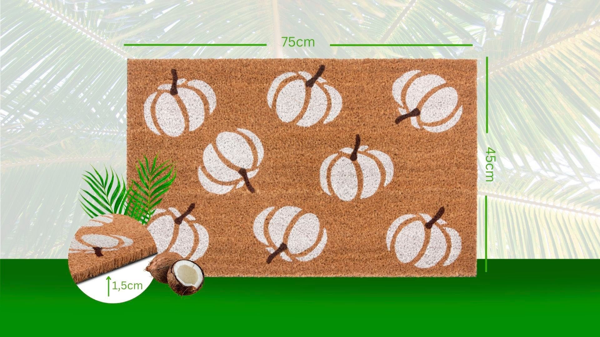 HANSE Home Mat Mix Mats Kokos Pumpkins, deurmat Kokos, vuilopvangmat, outdoor, antislip, binnen, kokosmat, gang