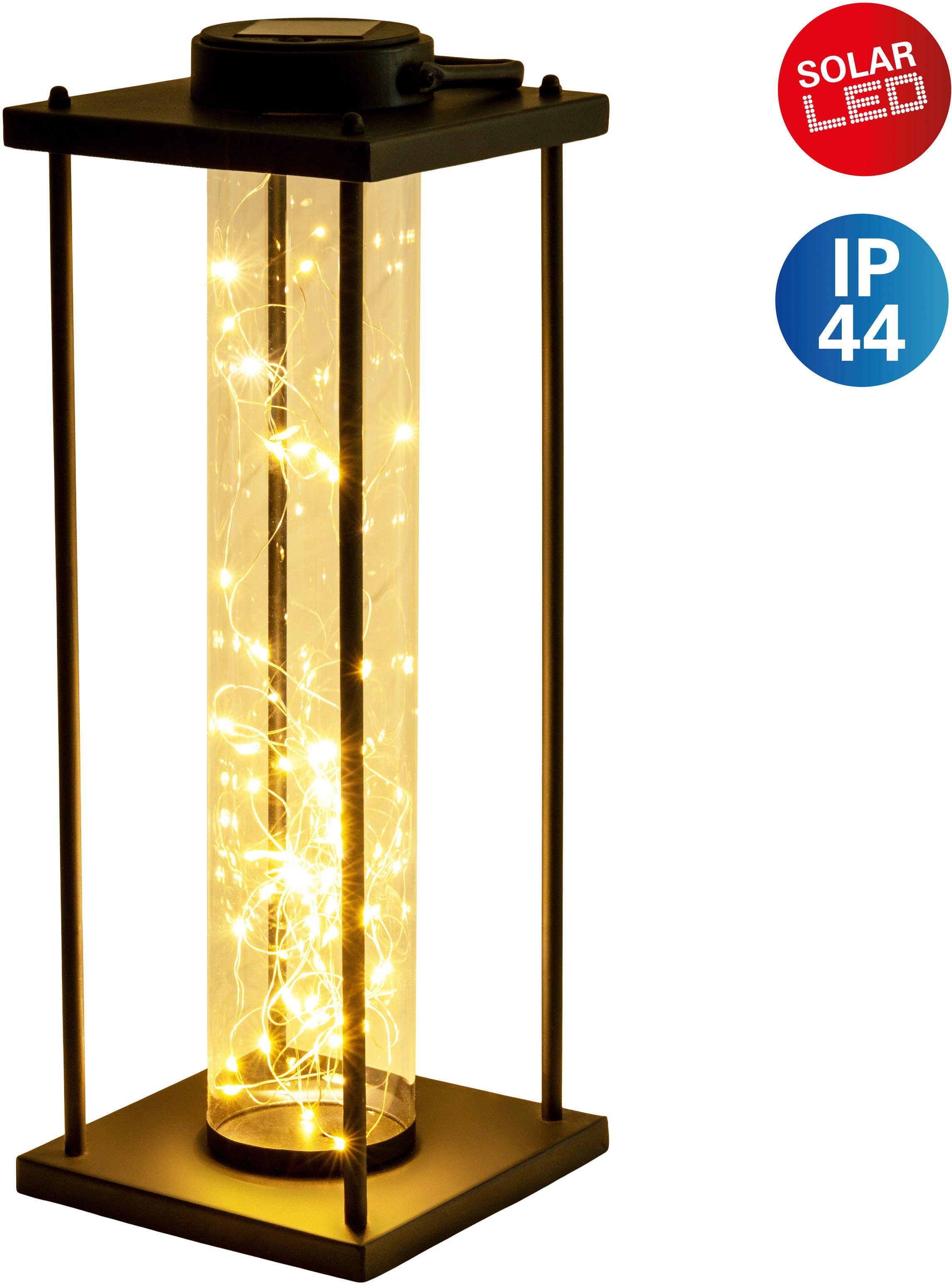 näve Ledsolarlamp Fairylight Frame rechthoekig, kunststof cilinder met led-lichtsnoer warmwit (1 stuk) tuinlampen zwart