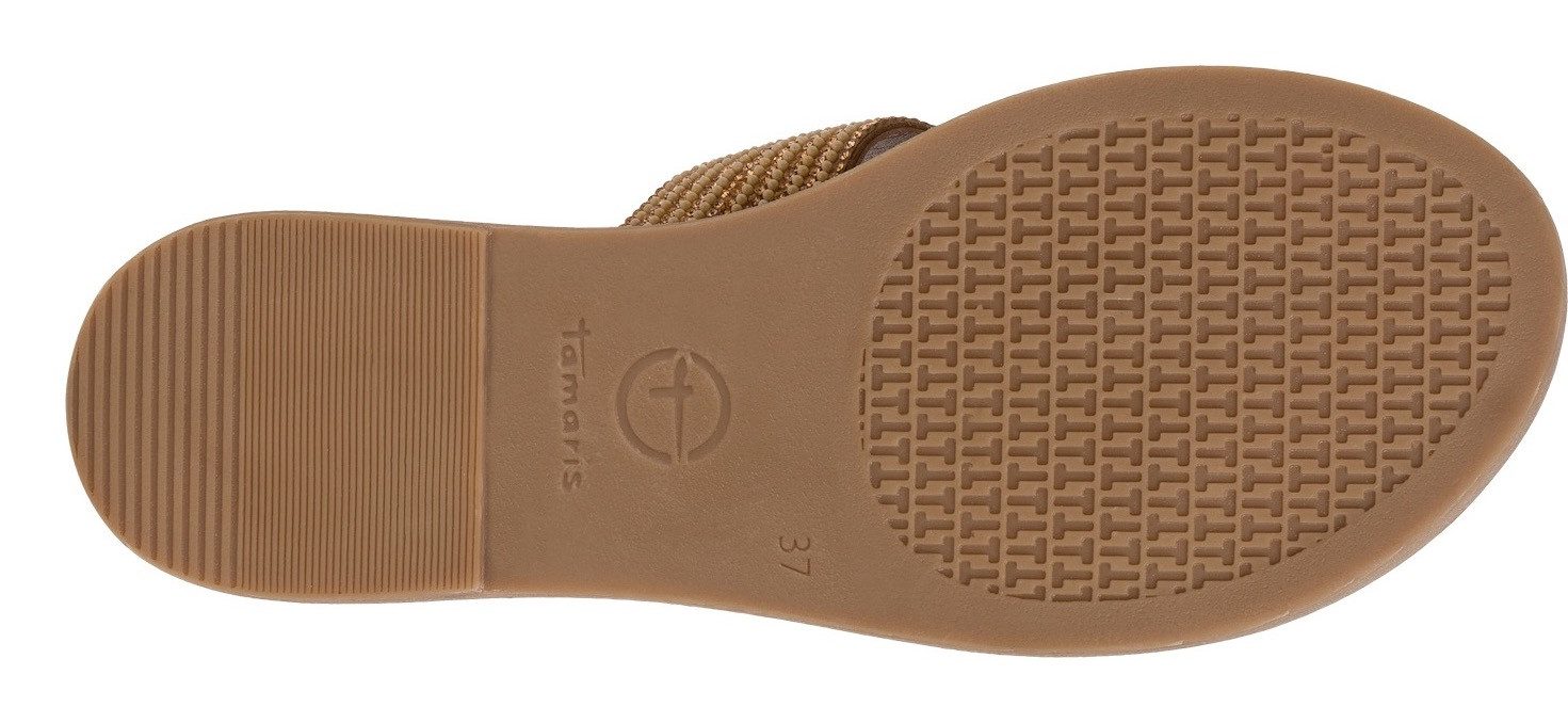 Tamaris Slippers , blokhak, feestmode, zomerschoen met fonkelende bandage