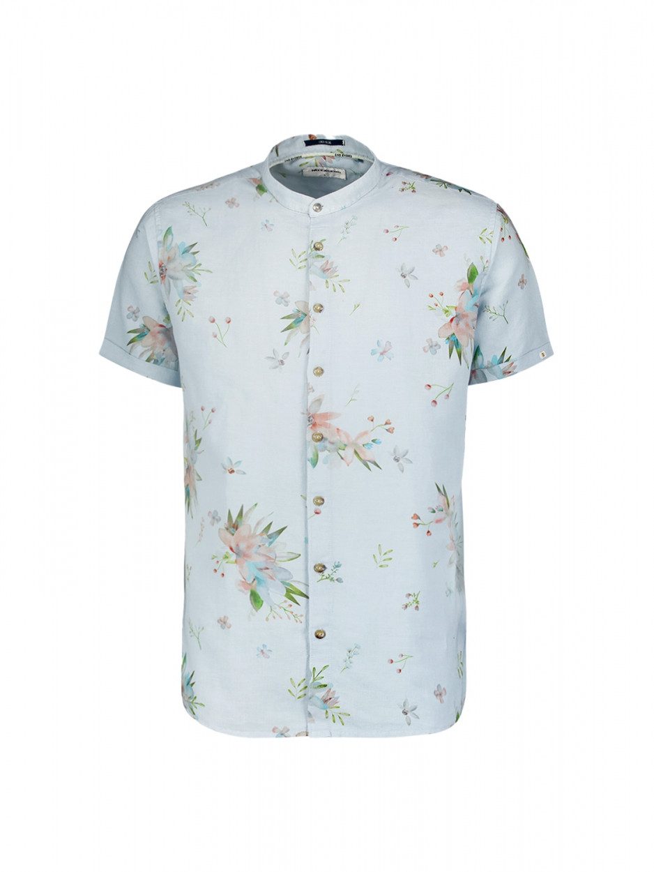 NO EXCESS Overhemd met korte mouwen met all-over bloemmotief