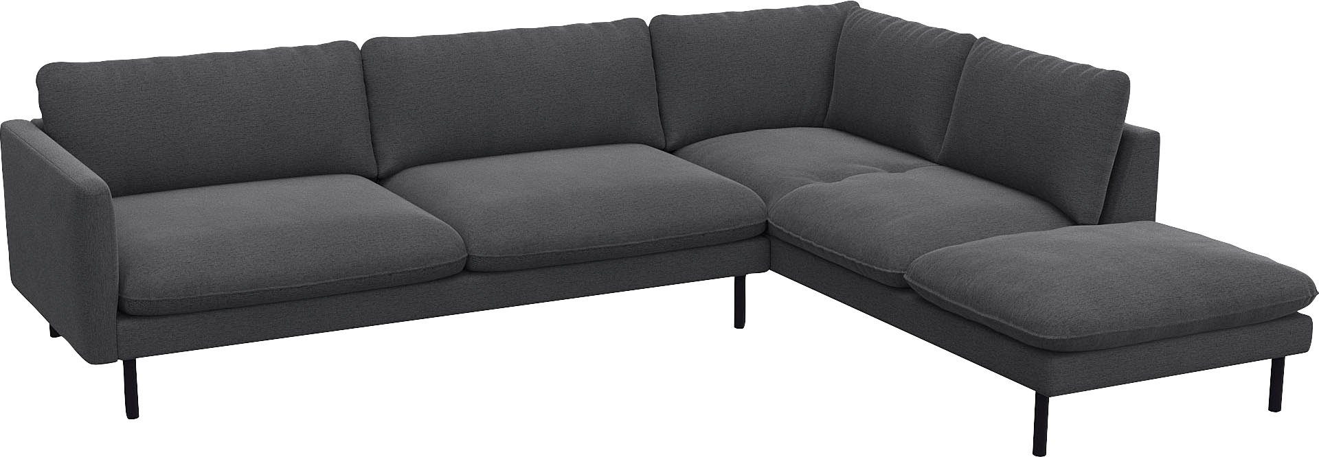 FLEXLUX Hoekbank Bolzano, elegant en comfortabel, L-vorm Zitting opgebouwd met koudschuim & staalgolven, losse zit- & rugkussens