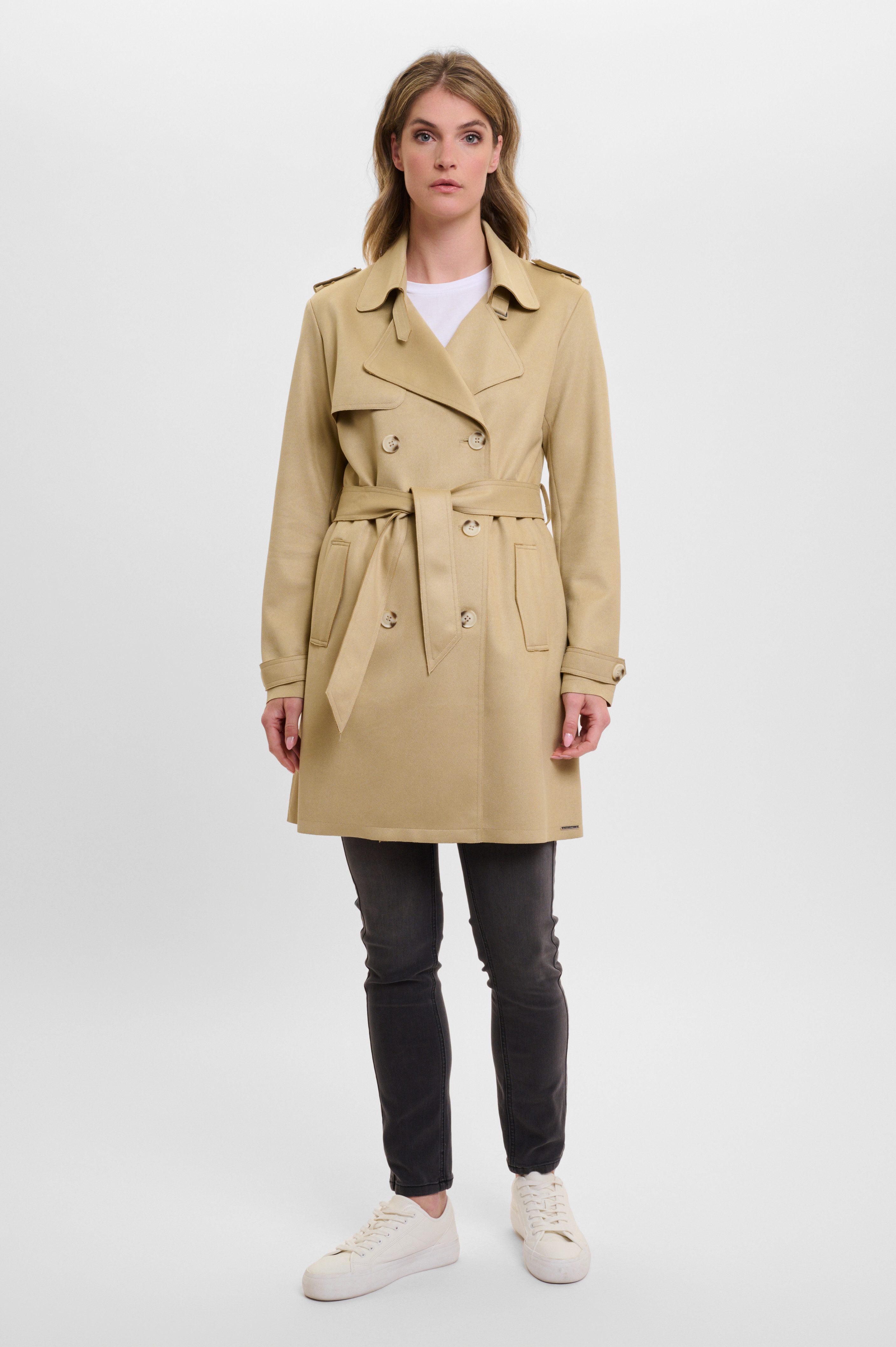 Rino & Pelle Trenchcoat KYONA met reverskraag en bindceintuur