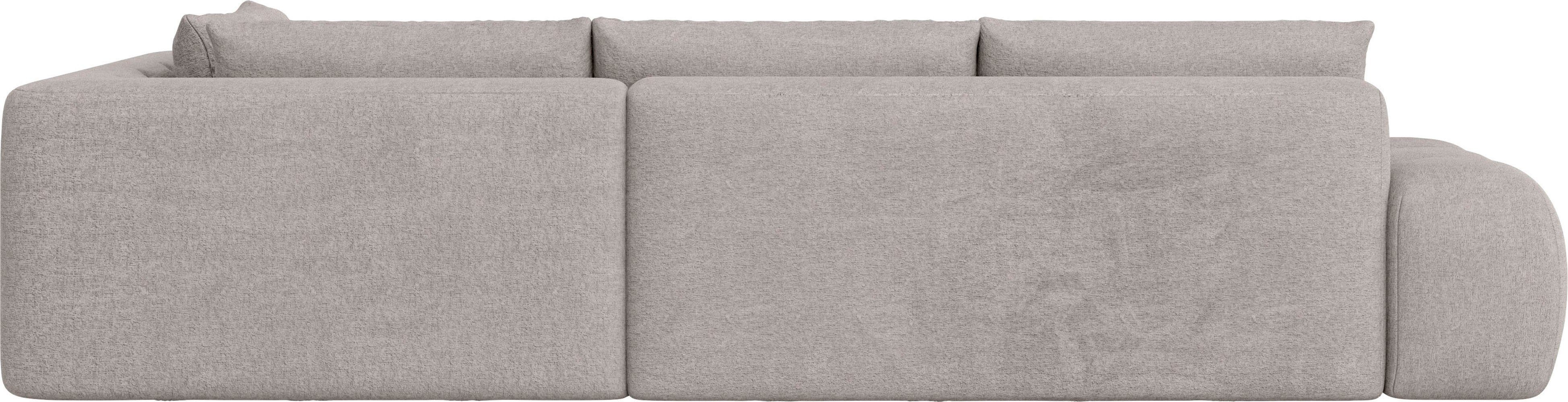 INOSIGN Hoekbank AZITA designsofa, elegant en comfortabel L-vorm, bubbel-look losse rugkussens, droomachtige stiksels, afmetingen b/d/h: 352/210/72 cm