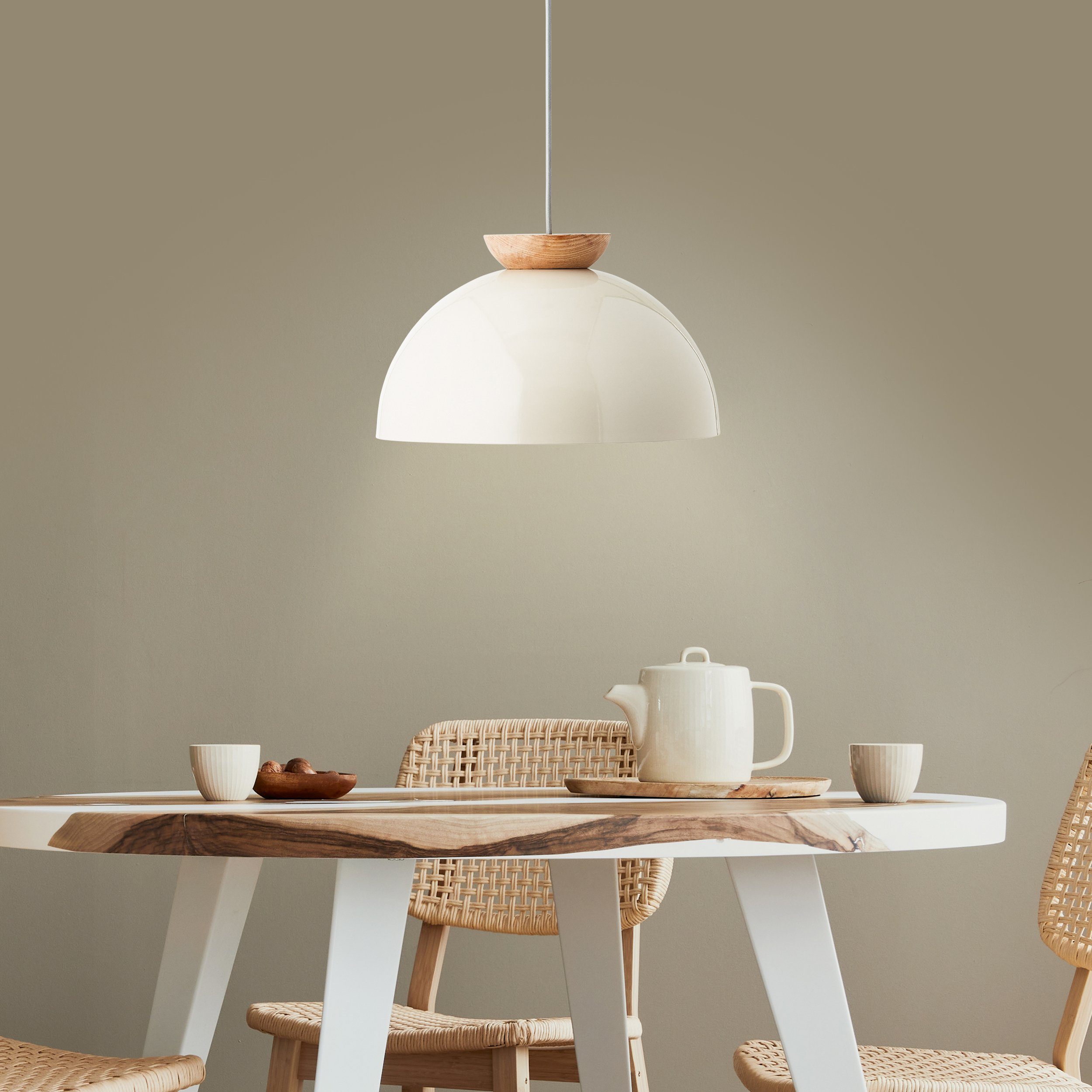 Brilliant Leuchten Hanglamp Nalam 174,5 x 35 cm, 1 x e27, inkortbaar, metaal/hout, grijs