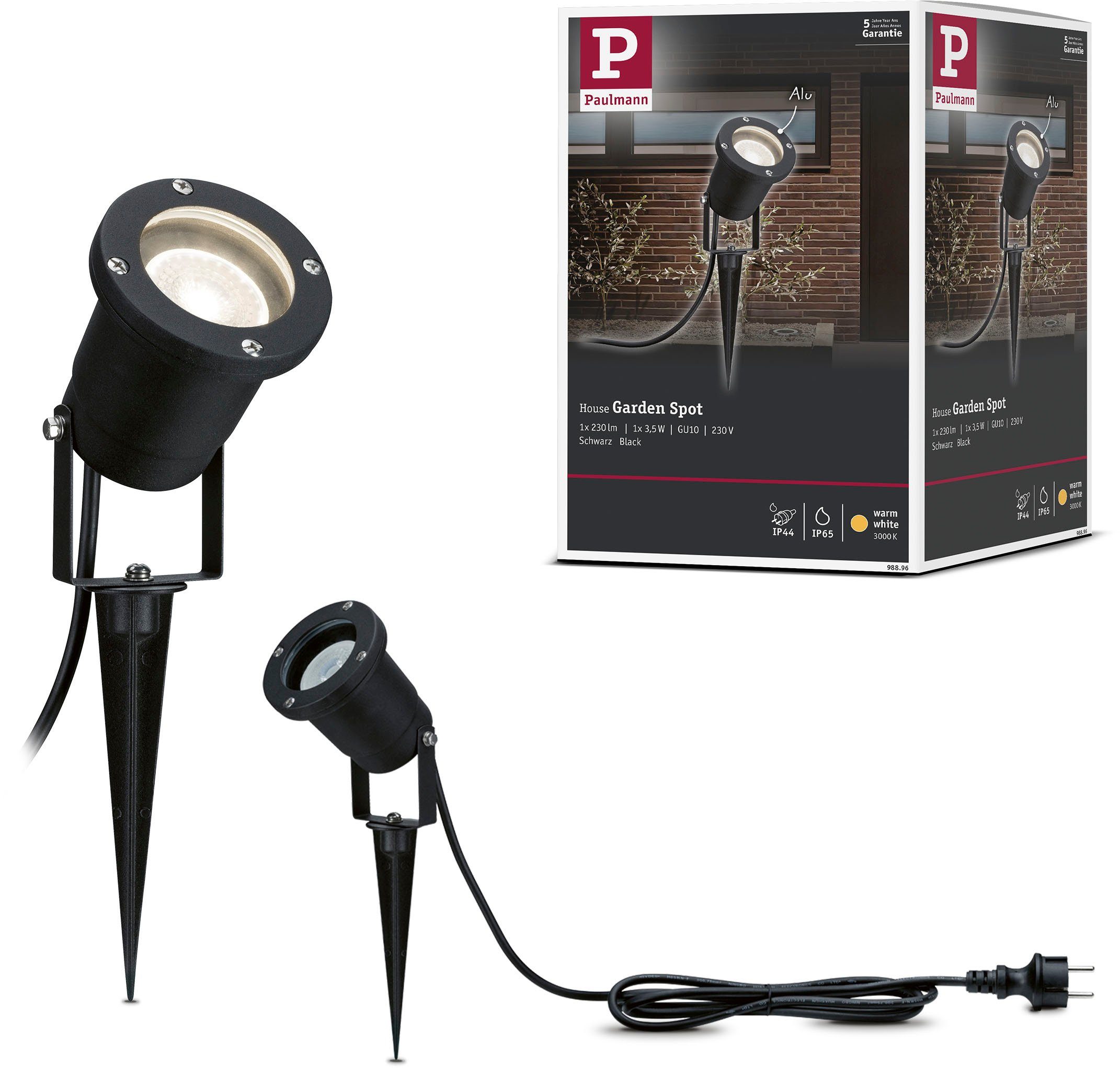 Paulmann Led-tuinlamp Buiten 230V Tuin Spot IP65 GU10 3,5W 230V Zwart Aluminium (1 stuk)