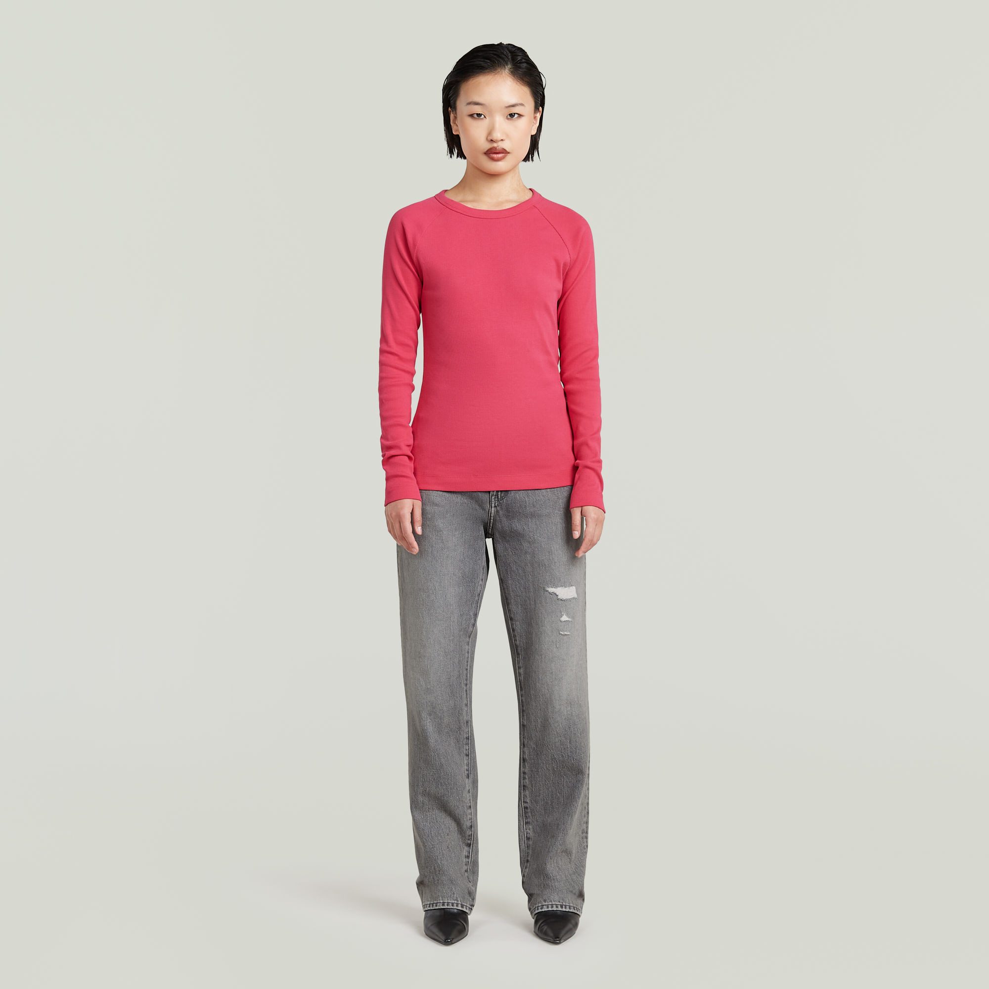 G-Star RAW T-shirt Slim Rib Keyhole met cut-out achter