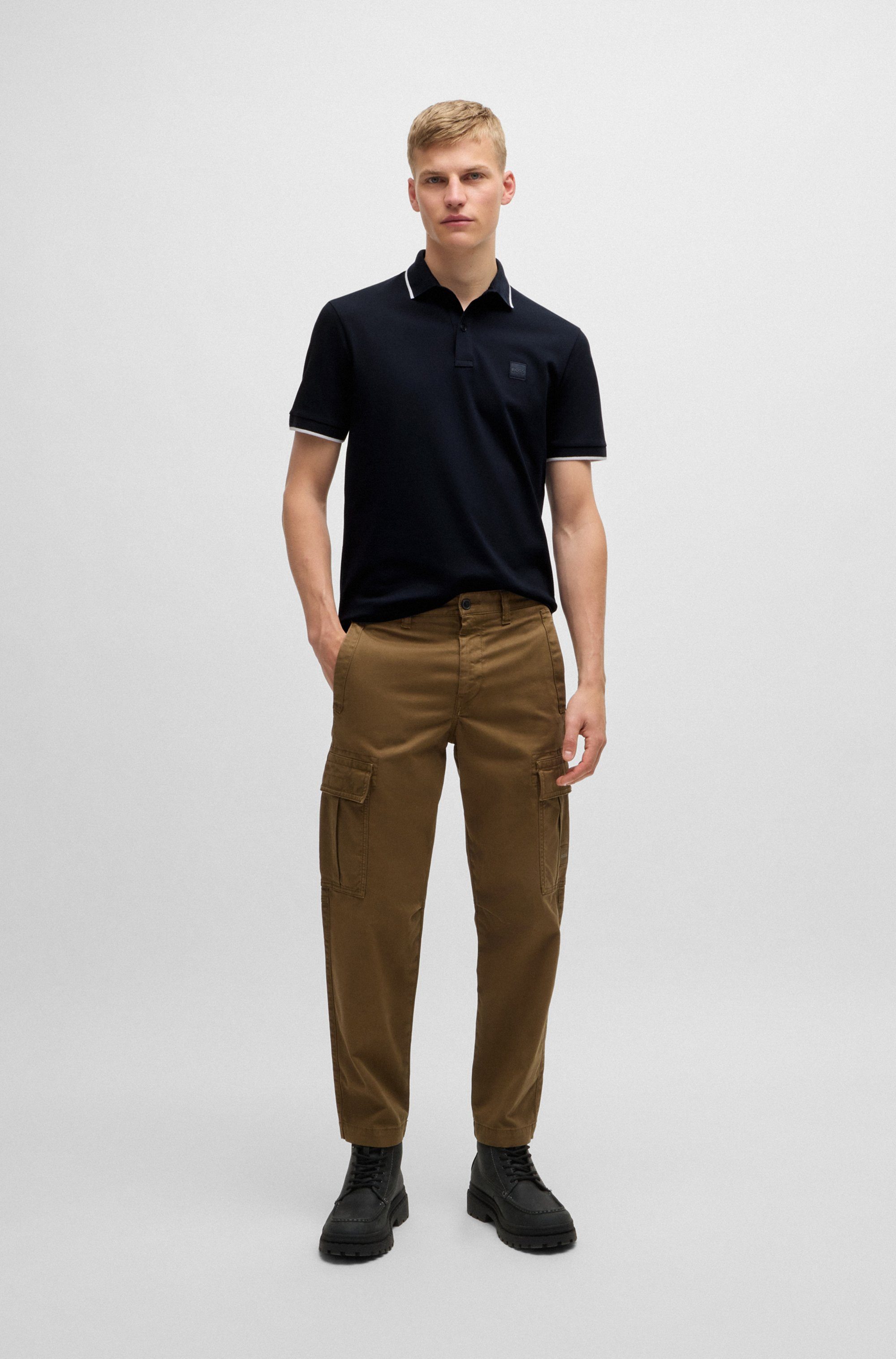 Boss Orange Poloshirt Passertip met boss badge