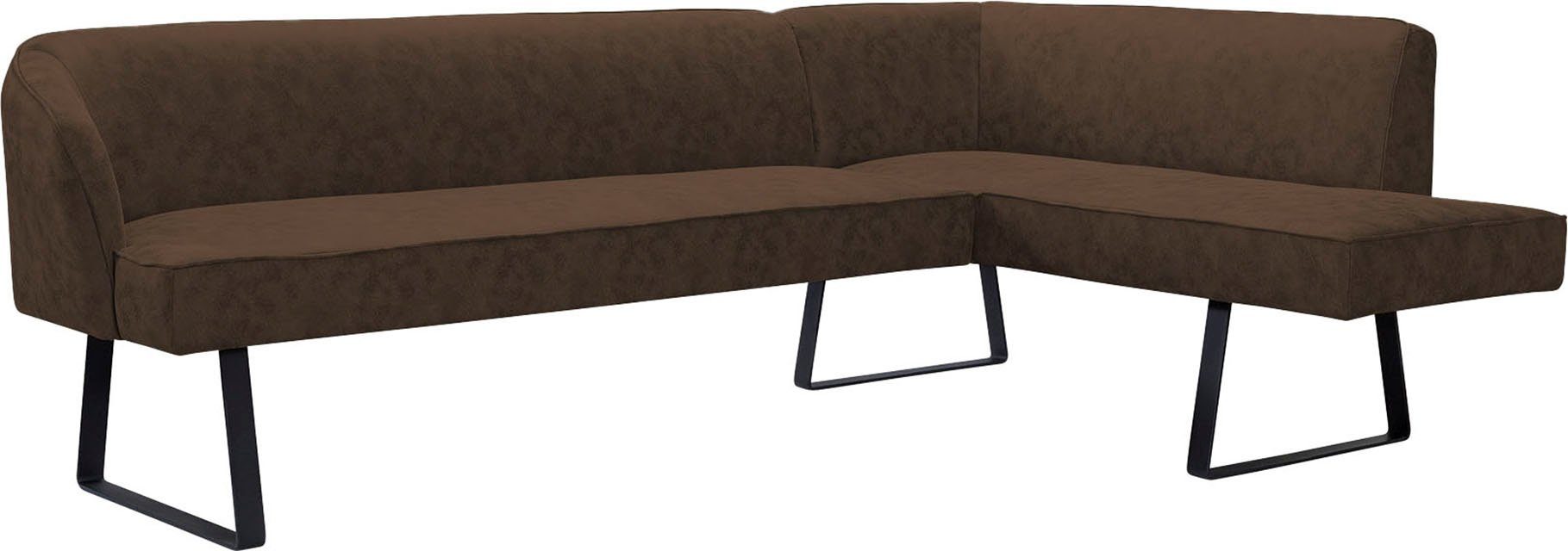 exxpo - sofa fashion Hoekbank Americano met opstaande naad en metalen poten, bekleding in verschillende kwaliteiten