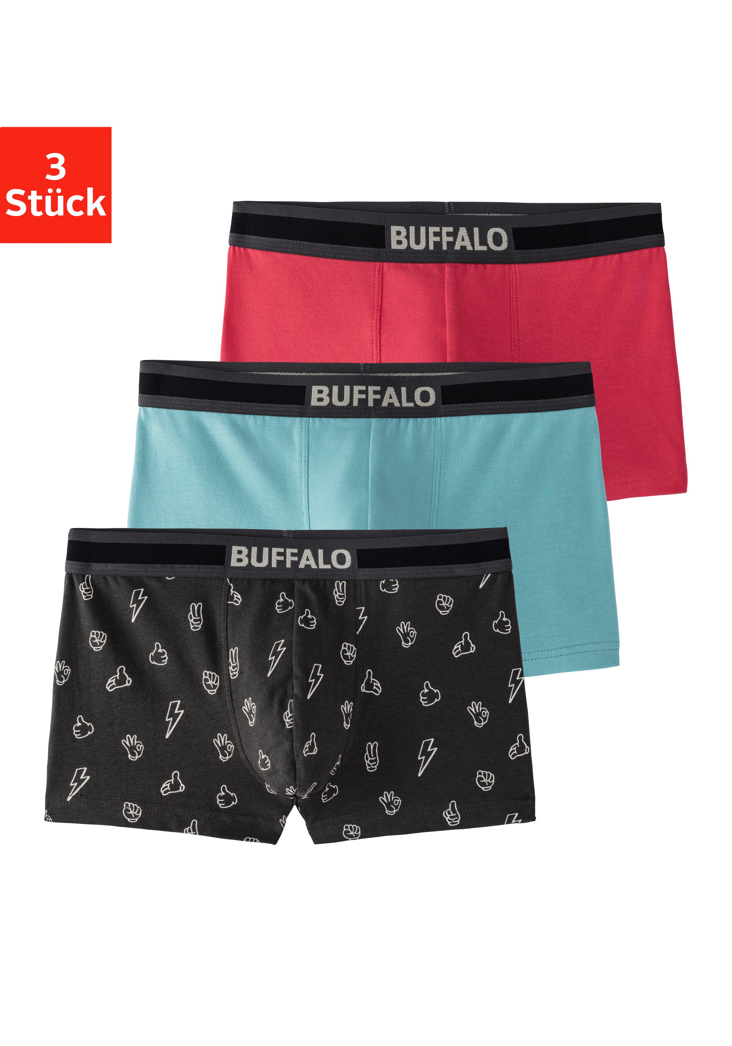 Buffalo Boxershort voor jongens met grappige iconen bedrukt (set, 3 stuks)