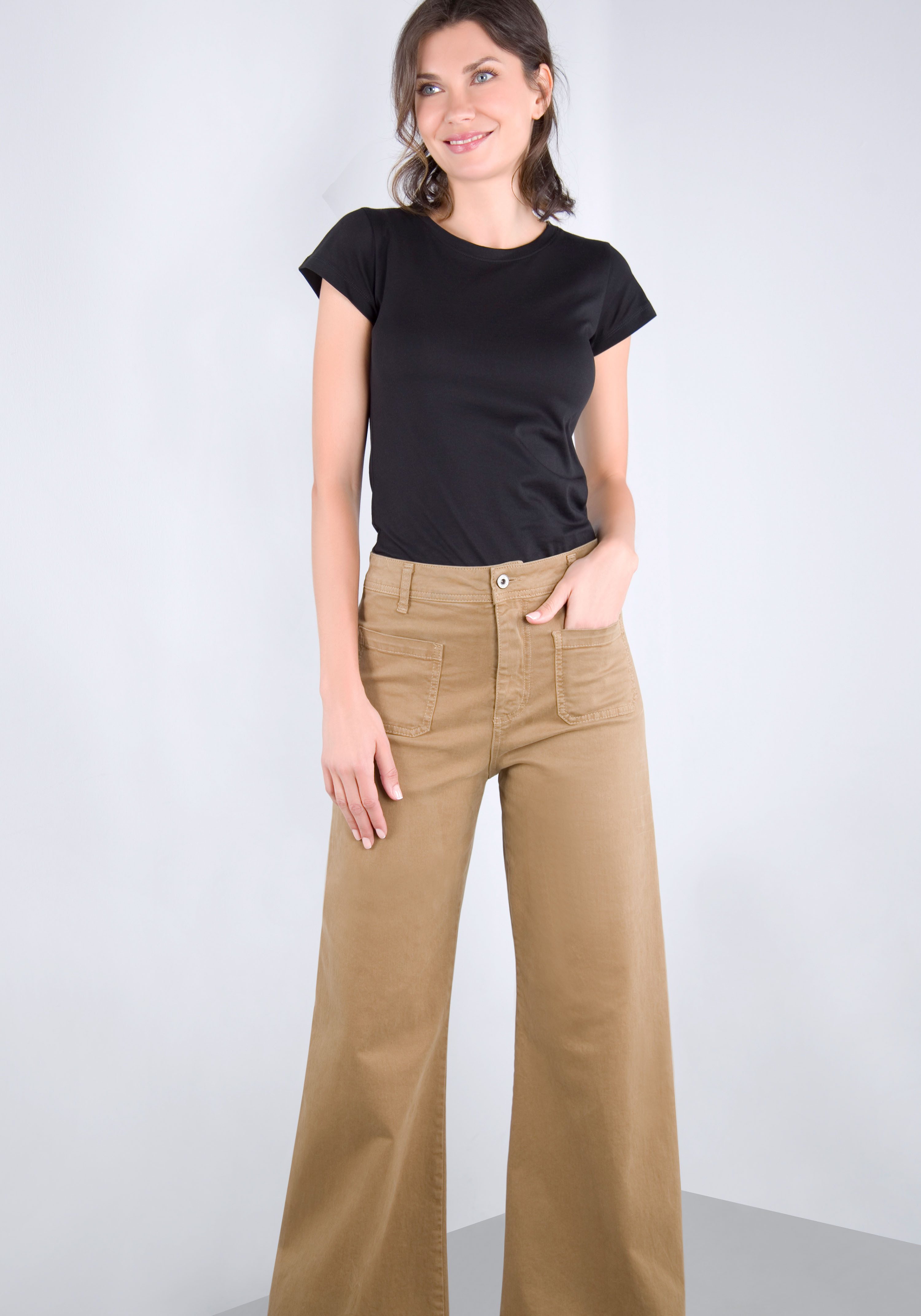 Please Jeans Broek met wijde pijpen van hoogwaardige katoenmix met stretch