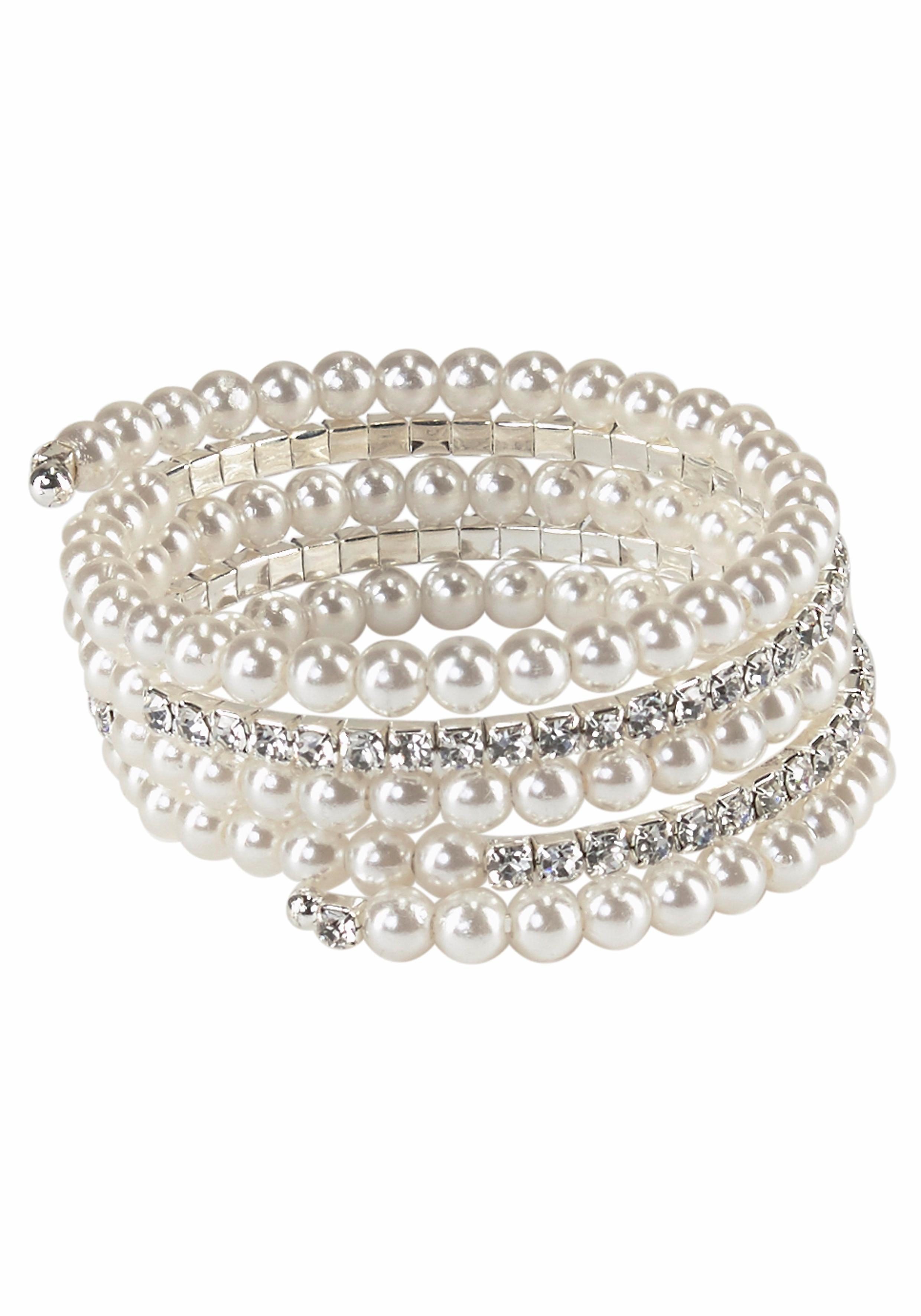 Firetti Wikkelarmband Feestelijk met glassteen - met acrylparel (1-delig) dames armbanden zilver