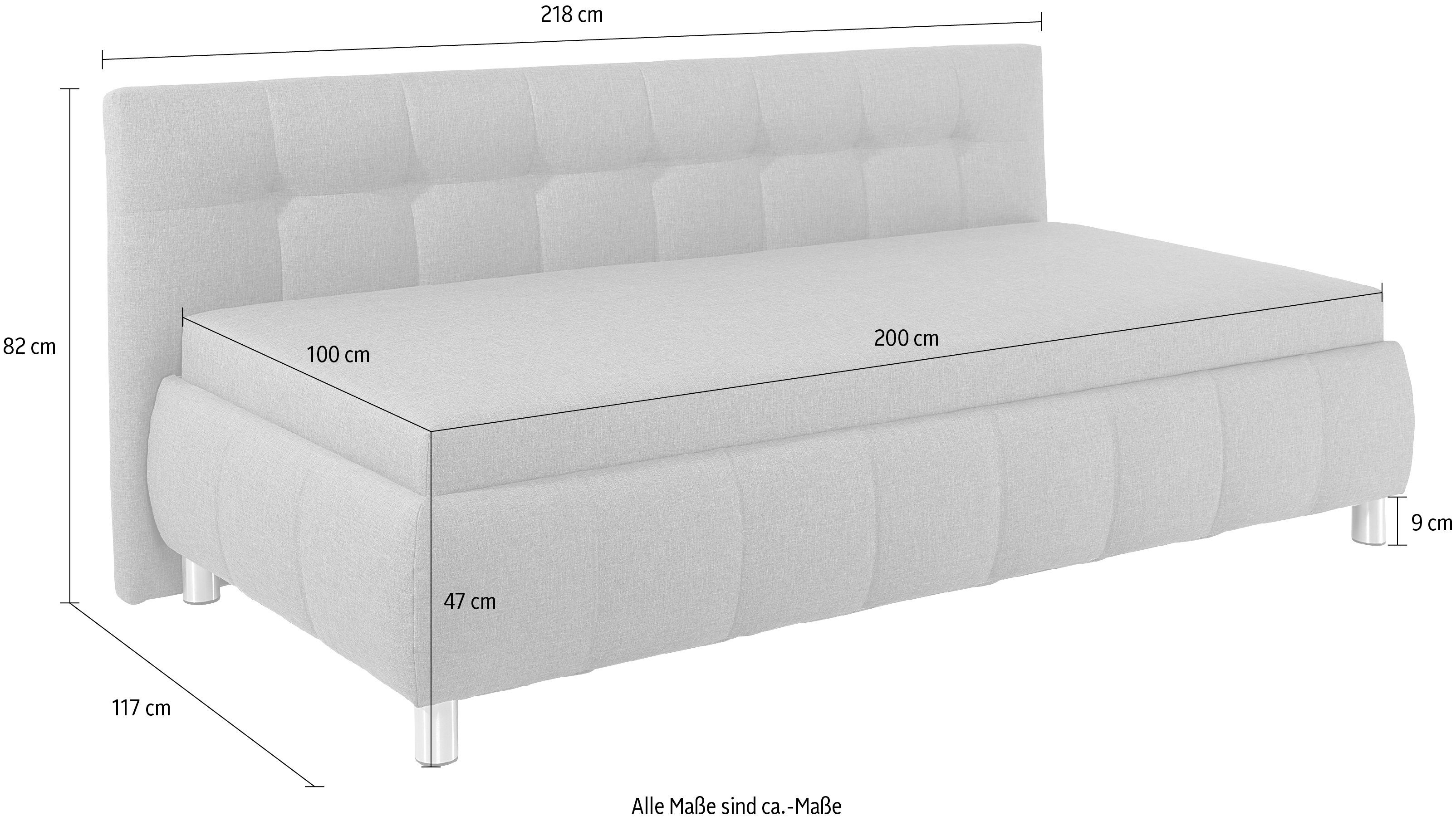 Maintal Bed Malea met bedkist, in 3 breedten, binnenvering- of bonell-matras ter keuze
