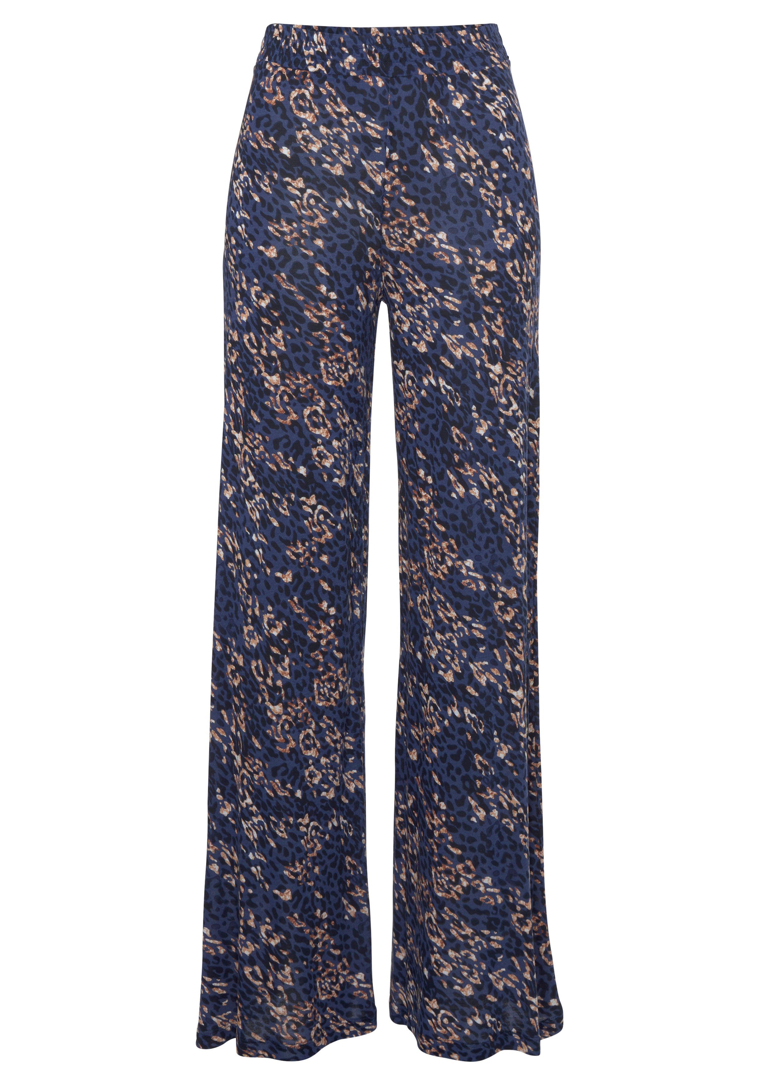 Vivance Jerseybroek met alloverprint, comfortabele zomerbroek in wijde pasvorm, strandbroek