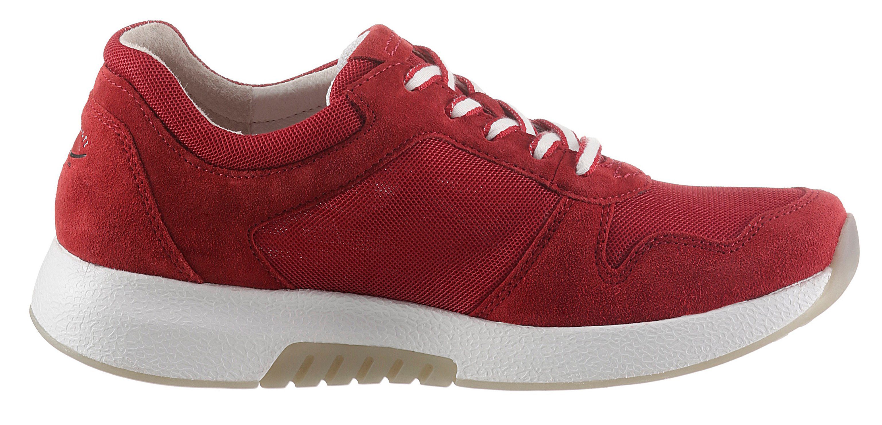 Gabor Rollingsoft Sneakers met sleehak , vrijetijdsschoen, lage schoen, veterschoen in zomerse materiaalmix