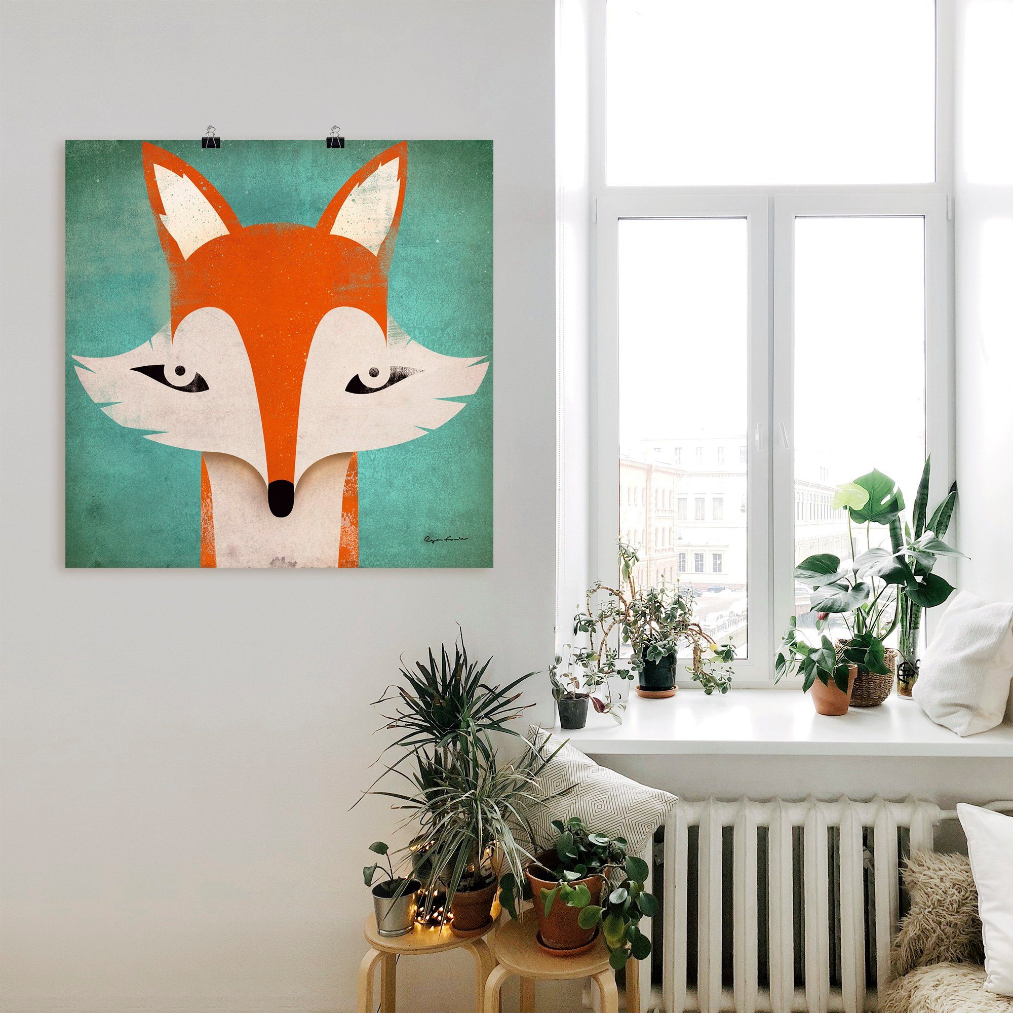 Artland Poster Vos als artprint op linnen, muursticker of poster in verschillende maten