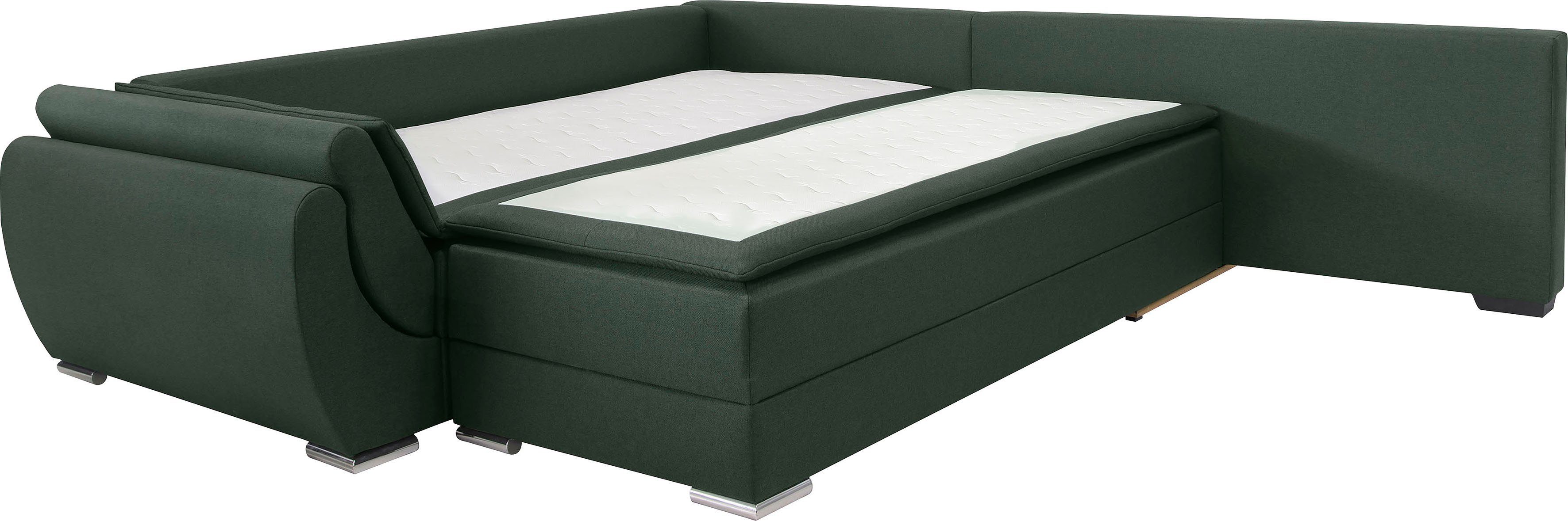 INOSIGN Hoekbank Göteborg met boxspring-slaapfunctie en bedkist, bedfunctie, topmatras