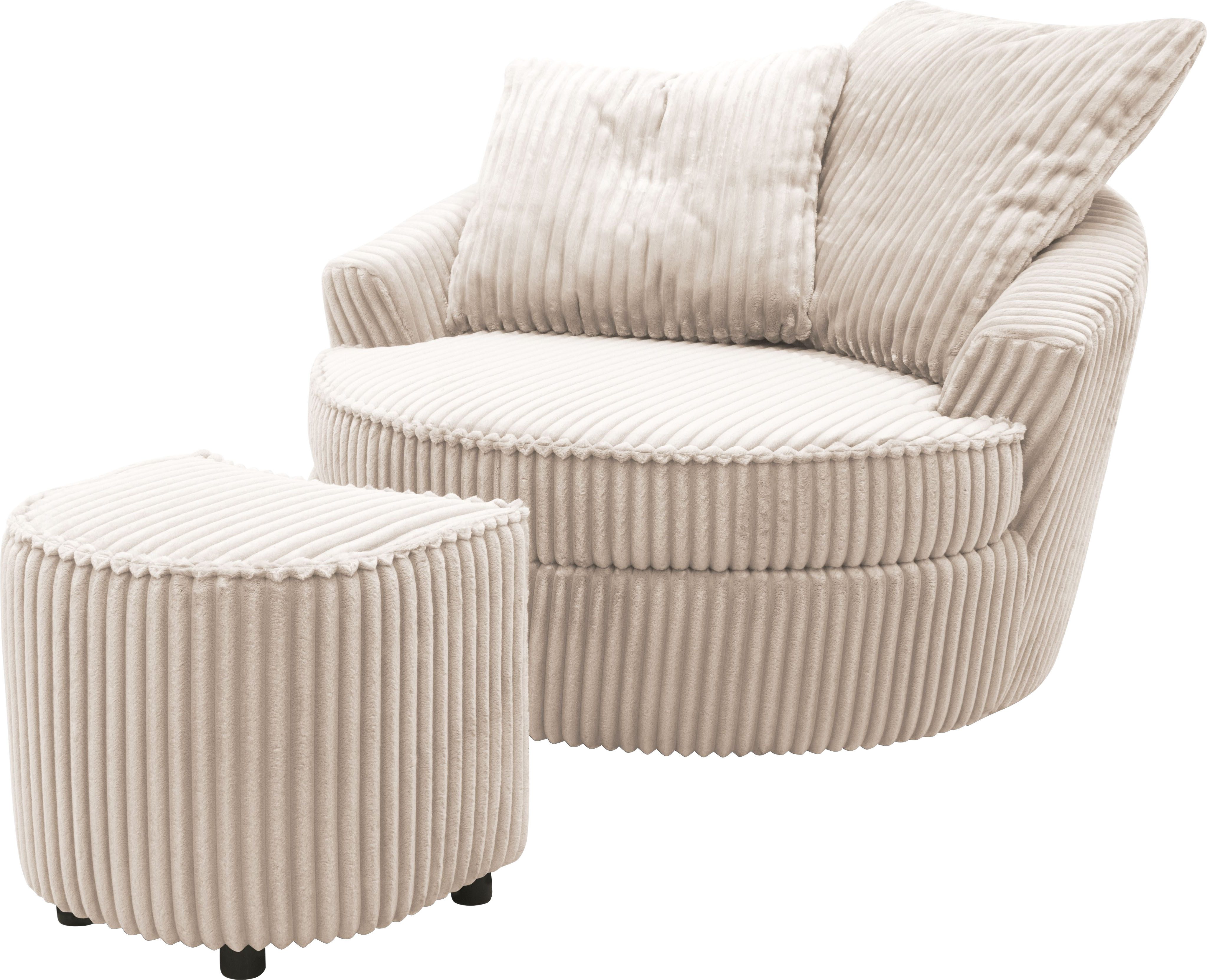 INOSIGN Draaibare fauteuil AMECA, relaxstoel met draaifunctie en poef, 122 x 126 x 76 cm (set, 2 stuks)