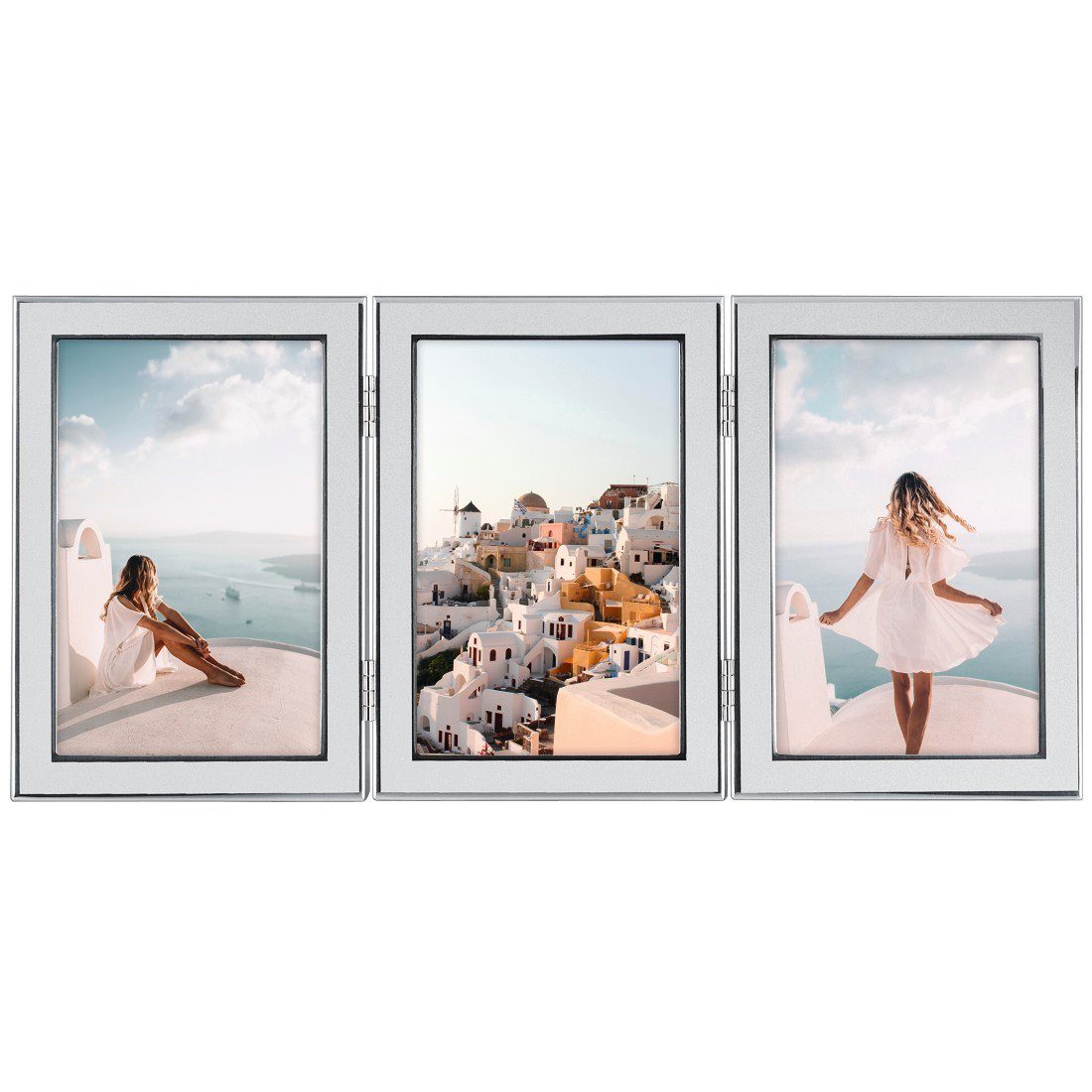 Hama Fotolijst 15x20 cm voor 3 foto's, om op te hangen en neer te zetten, zilverkleur