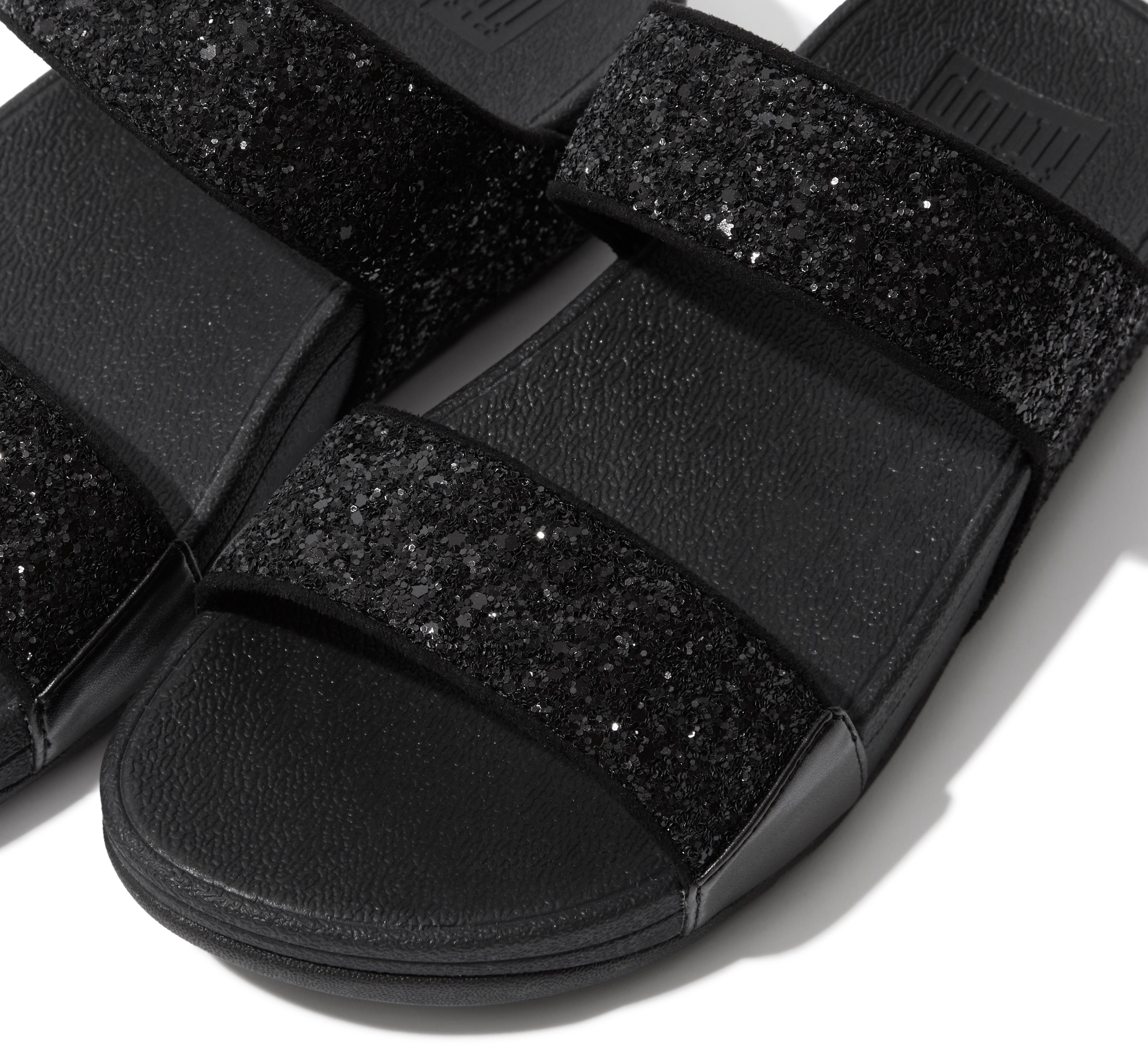 Fitflop Sleehakmuiltjes LULU GLITTER SLIDES , pool slides, strand schoen met glitter