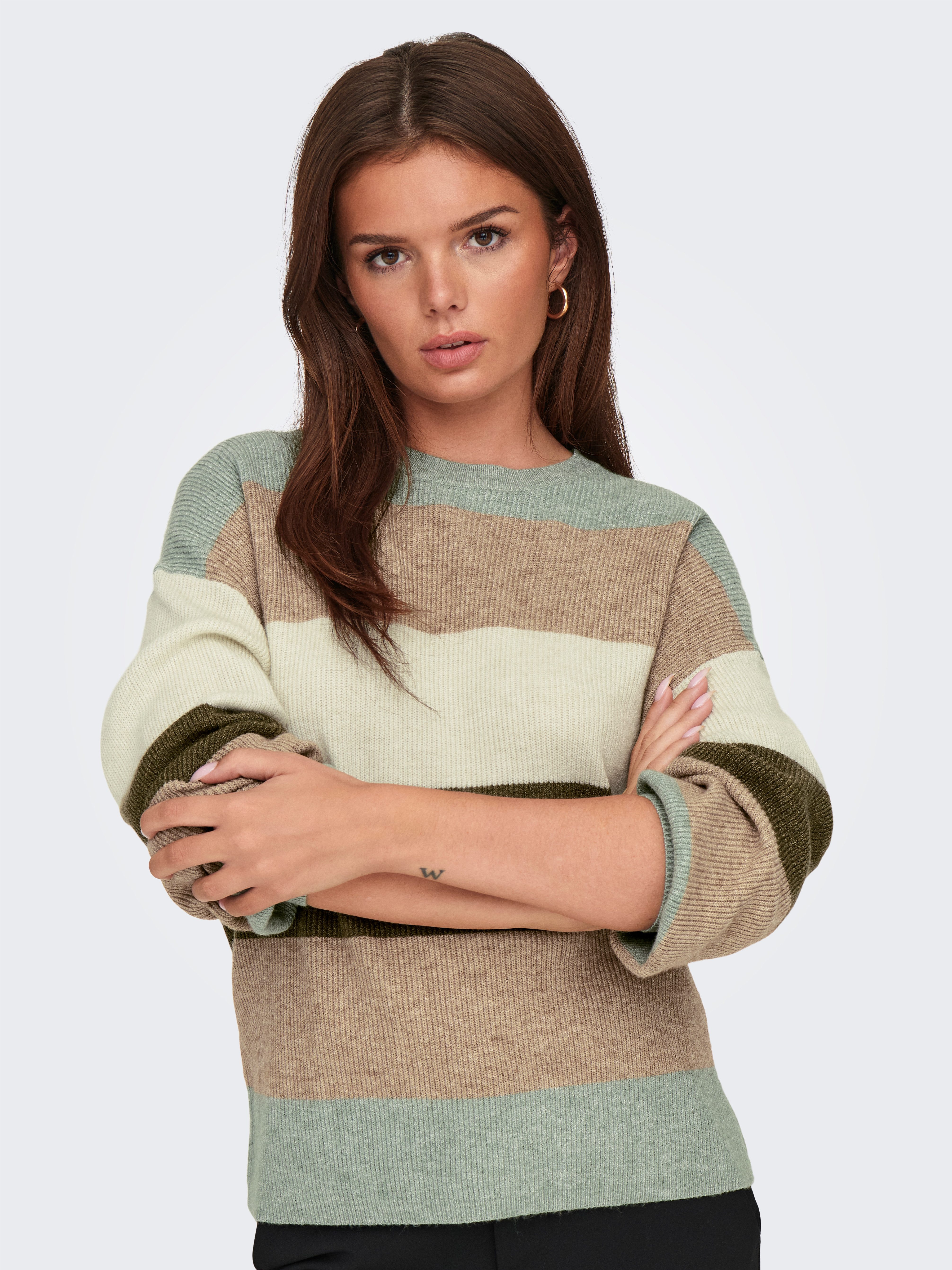 Only Gebreide trui ONLATIA L/S STRIPE PULLOVER KNT NOOS