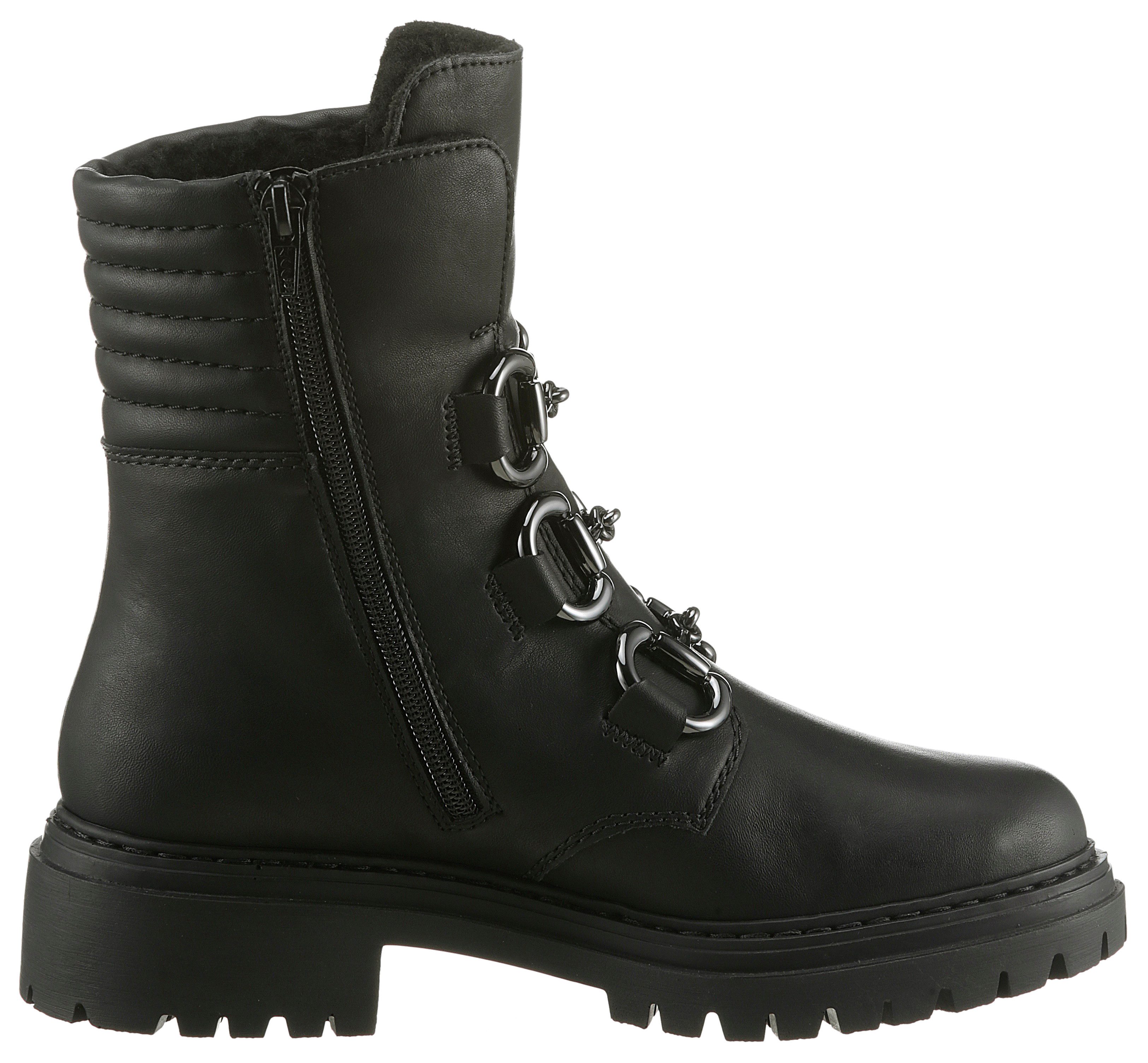 Rieker Winterlaarsjes winterlaarzen, bikerboots, hakken, met gewatteerde schaprand