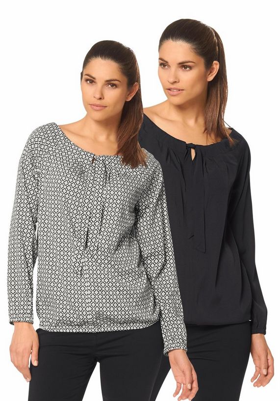 BRUNO BANANI Blouse met kraagstrik in set van 2 BRUNO BANANI Blouse met kraagstrik in set van 2