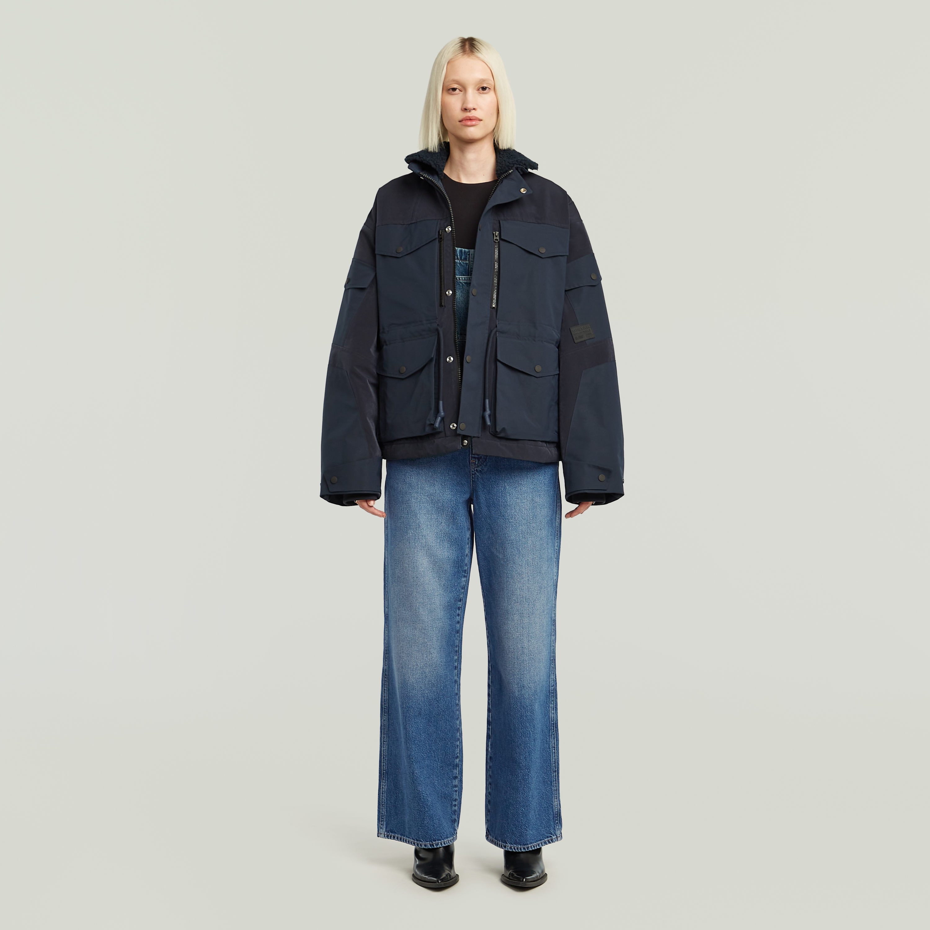 G-Star RAW Tuinbroek Straight Leg Dungaree met knopen aan de zijkanten