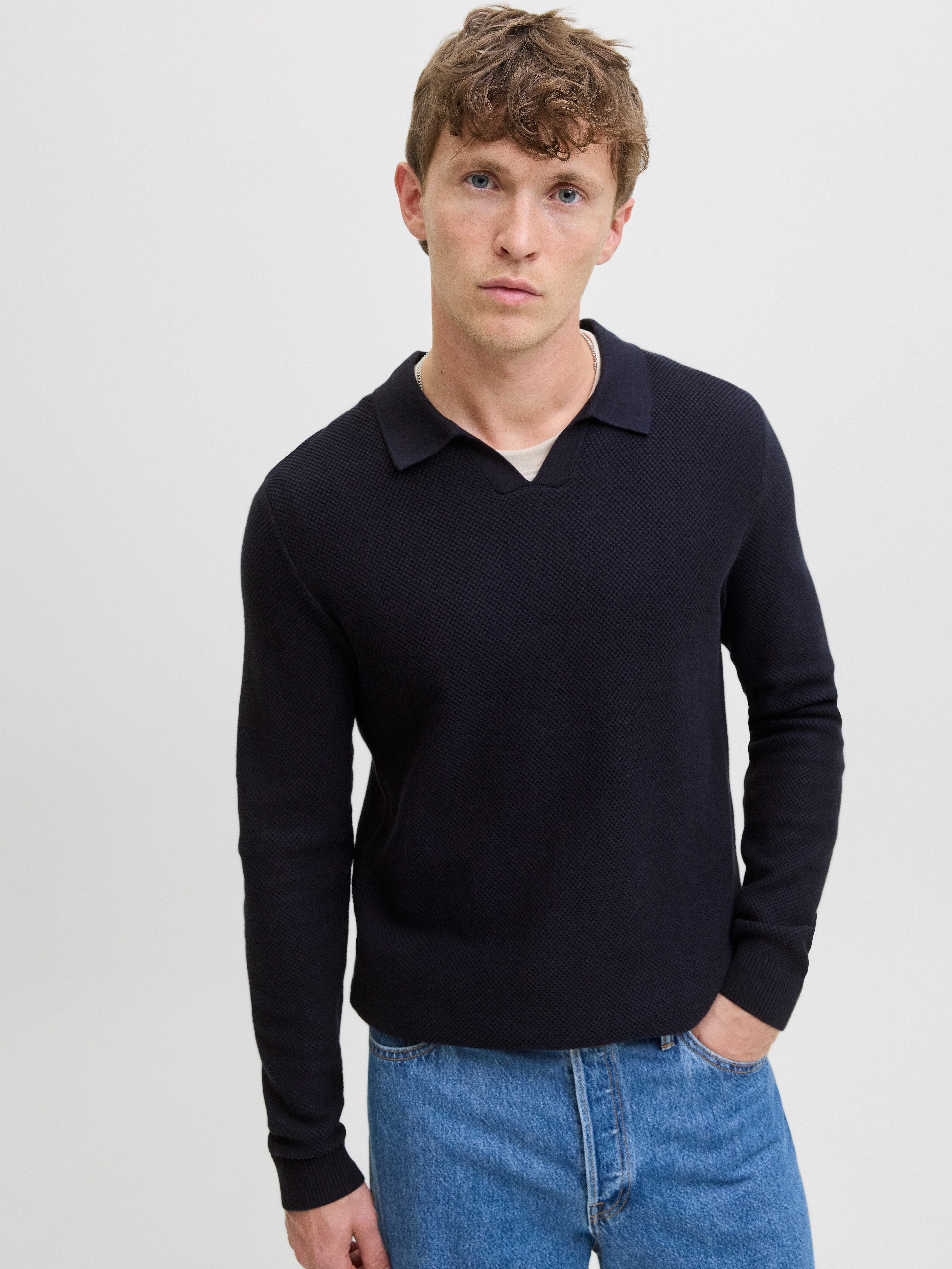 Jack & Jones Trui met polokraag JPRBLAEASTON KNIT SPLIT NECK LS SN