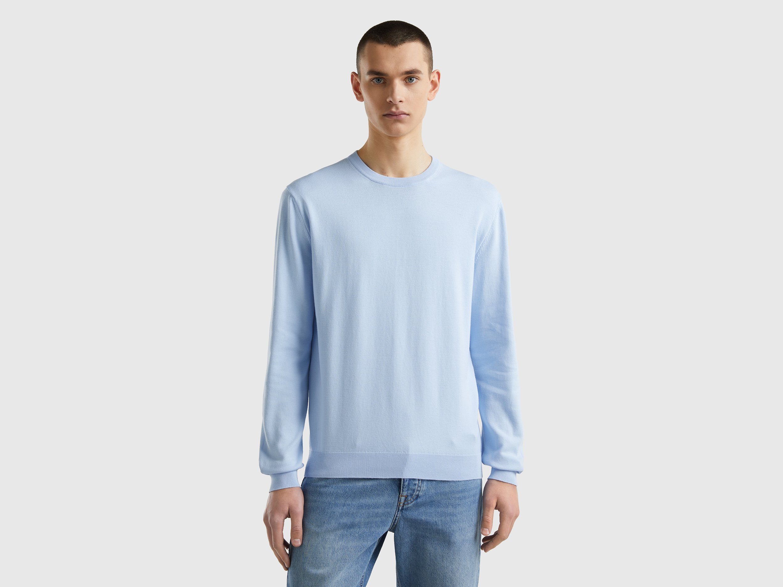 United Colors of Benetton Trui met ronde hals met merklabel heren pullovers maat S blauw