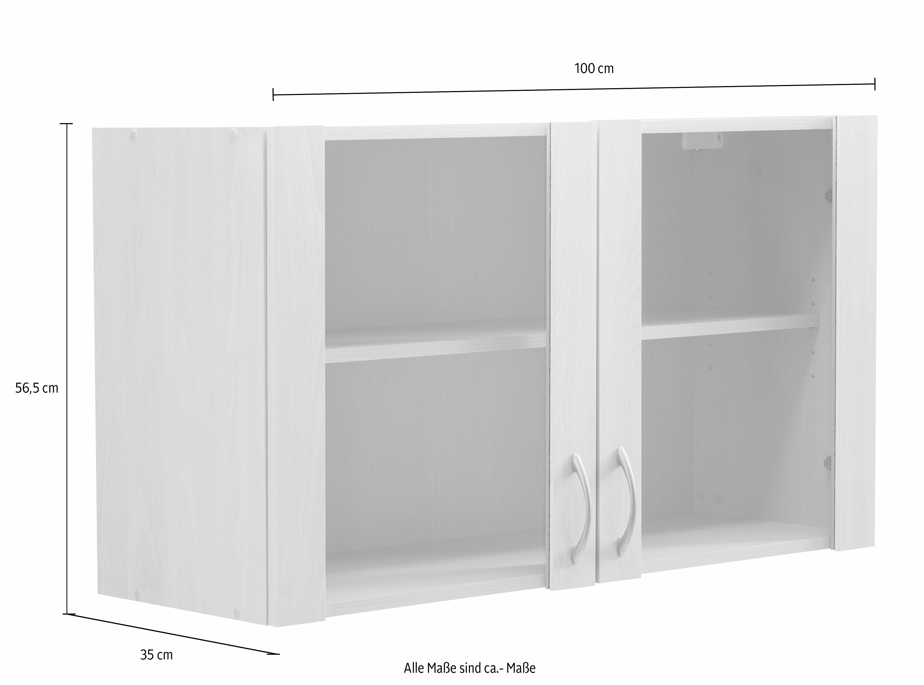 wiho Küchen Hangend kastje met glasdeur Kiel Front met glasinzet