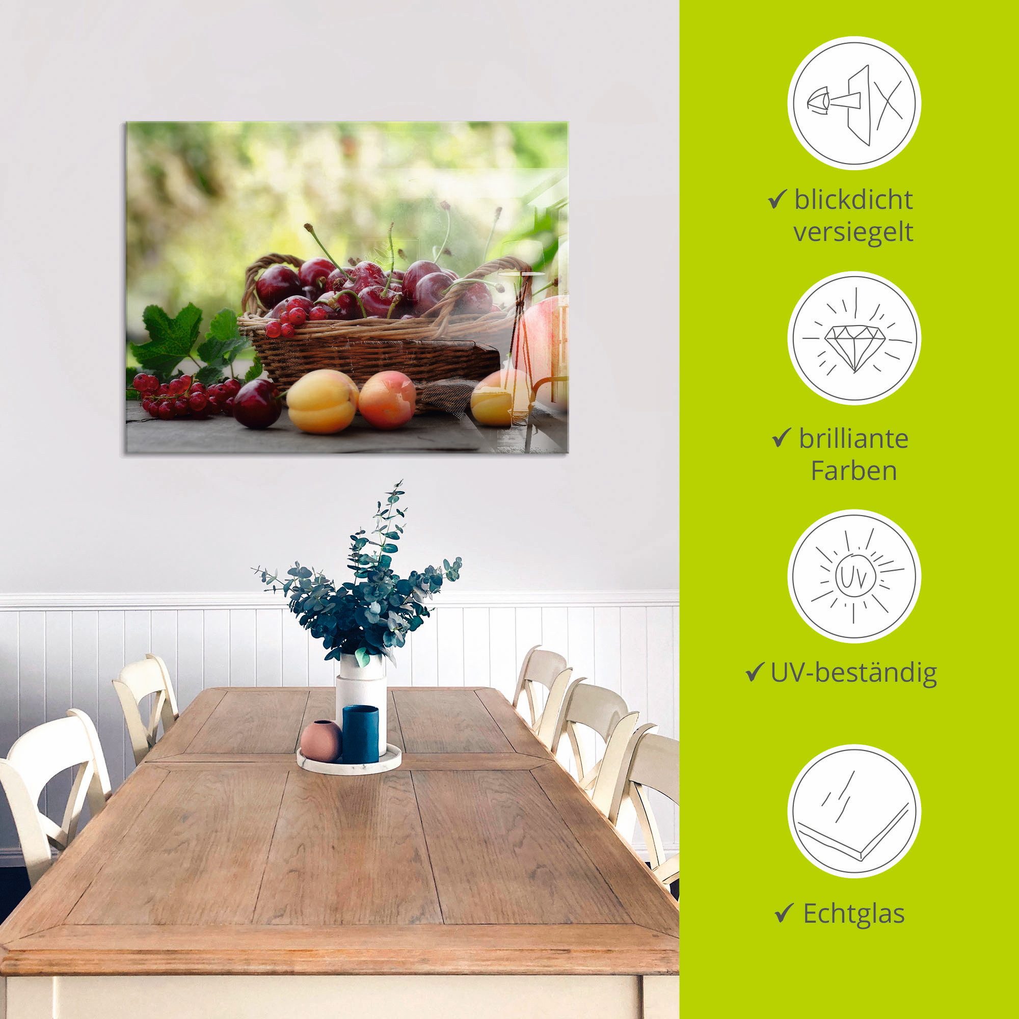 Artland Print op glas Vers fruit cups in verschillende maten