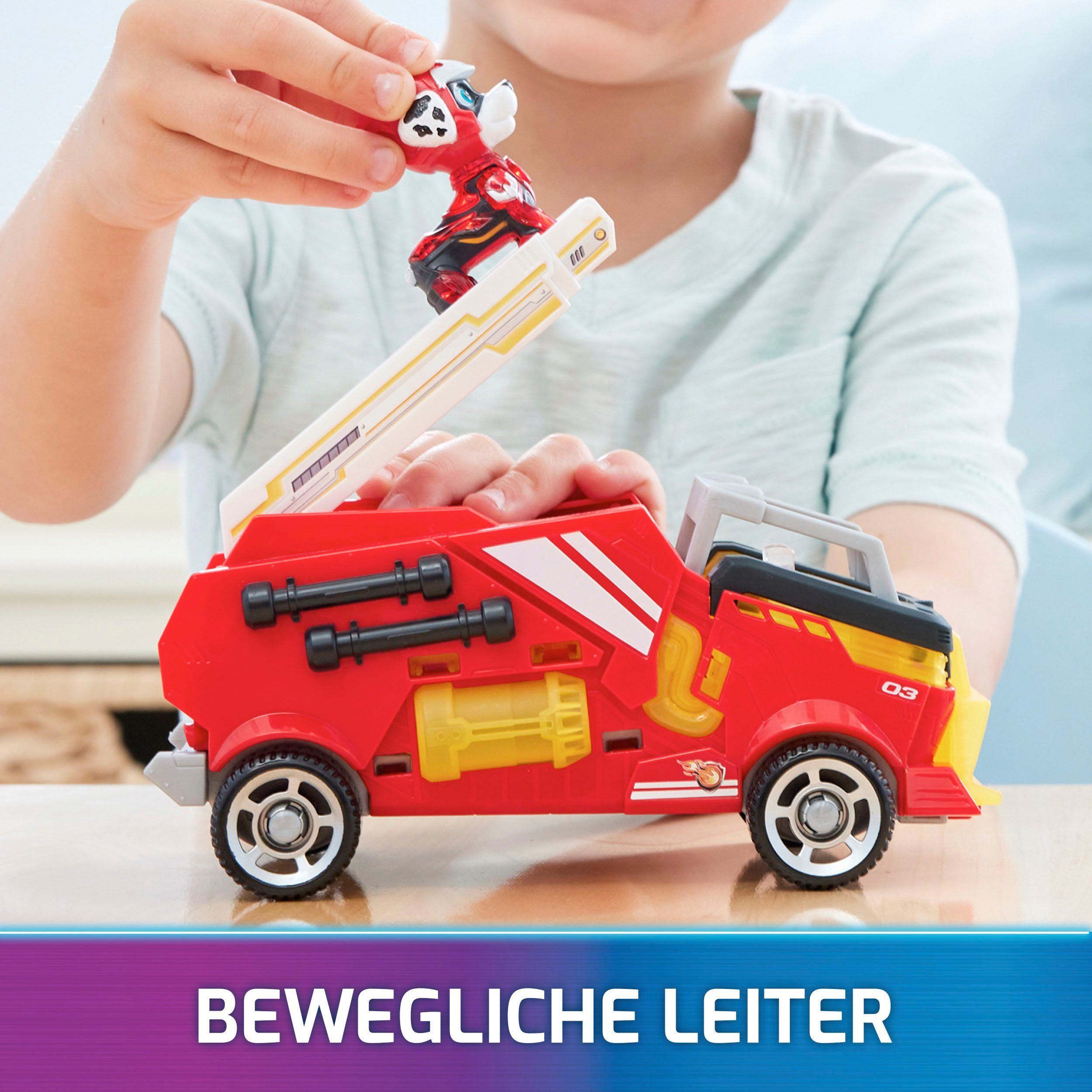 Spin Master Speelgoedauto Paw Patrol - Movie II - Basic Themed Vehicles Marshall van marshall bluseenheid met puppyfiguur, licht- en geluidseffect
