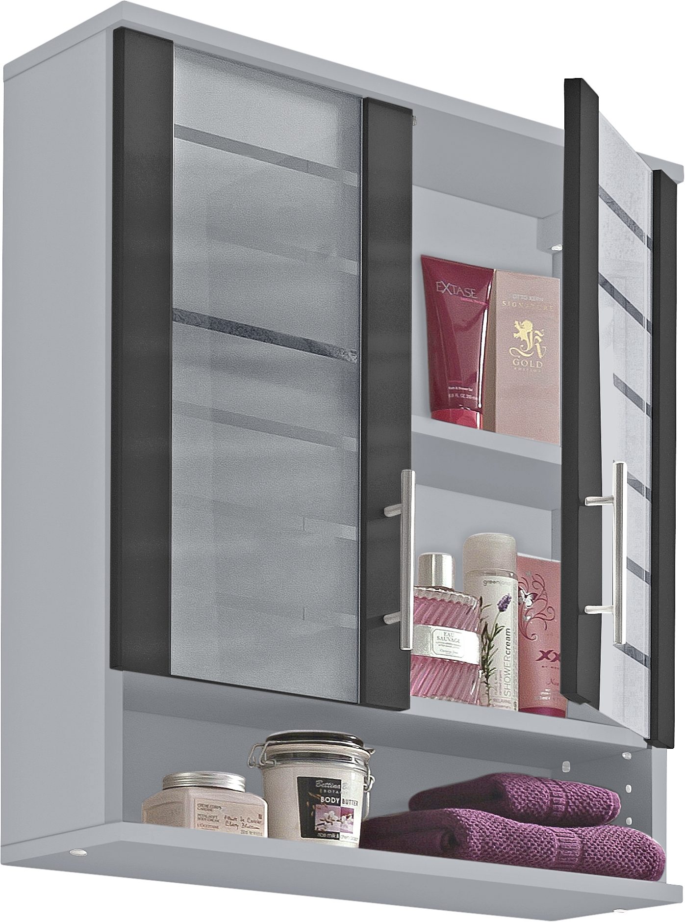Schildmeyer Hangkast Nikosia Breedte 60 cm, met glasdeuren, hoogwaardige MDF-fronten, metalen grepen