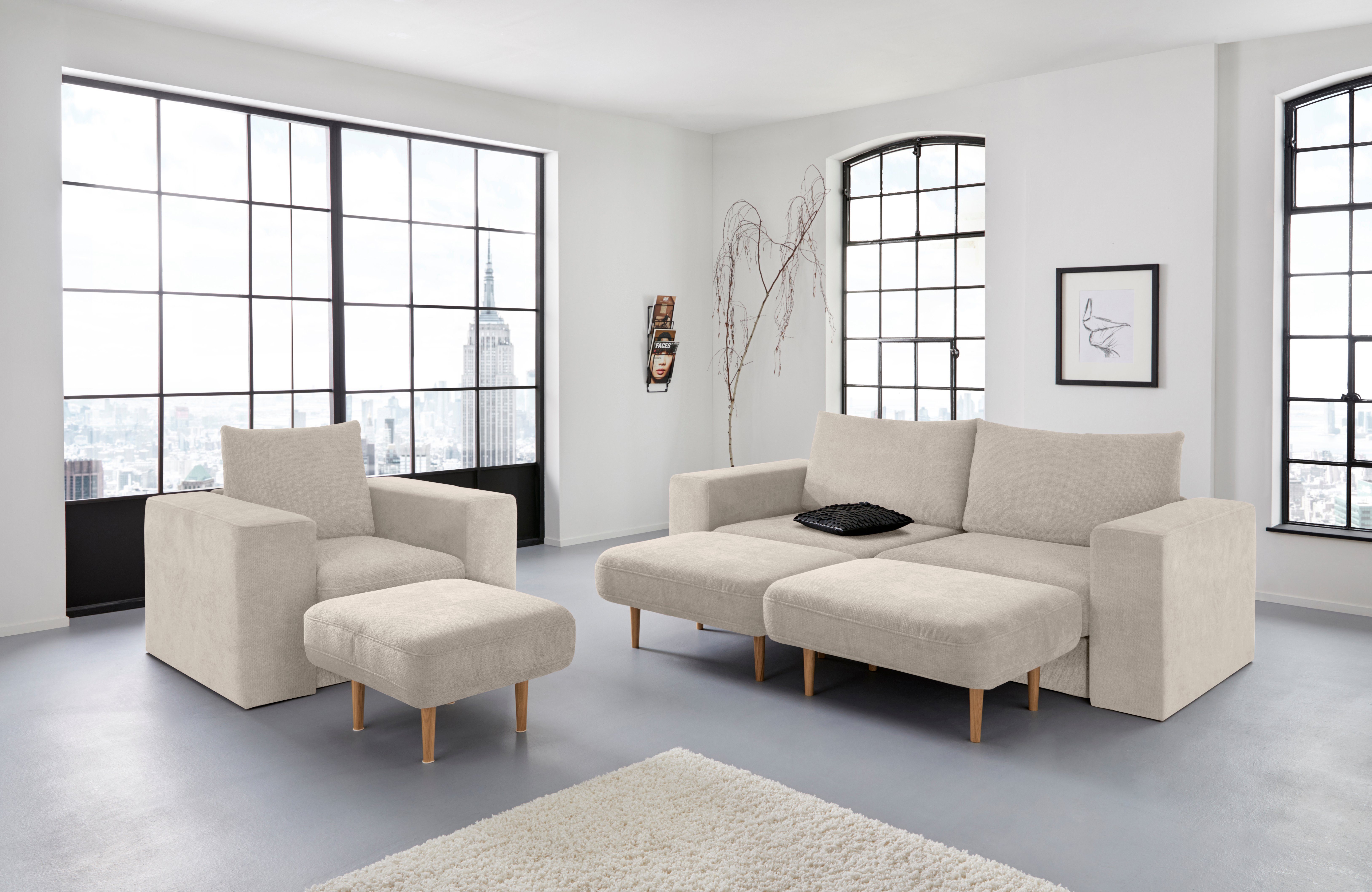 LOOKS BY WOLFGANG JOOP 3,5-zitsbank Looksv Aan te passen bank: de bank wordt bank met 2 hockers