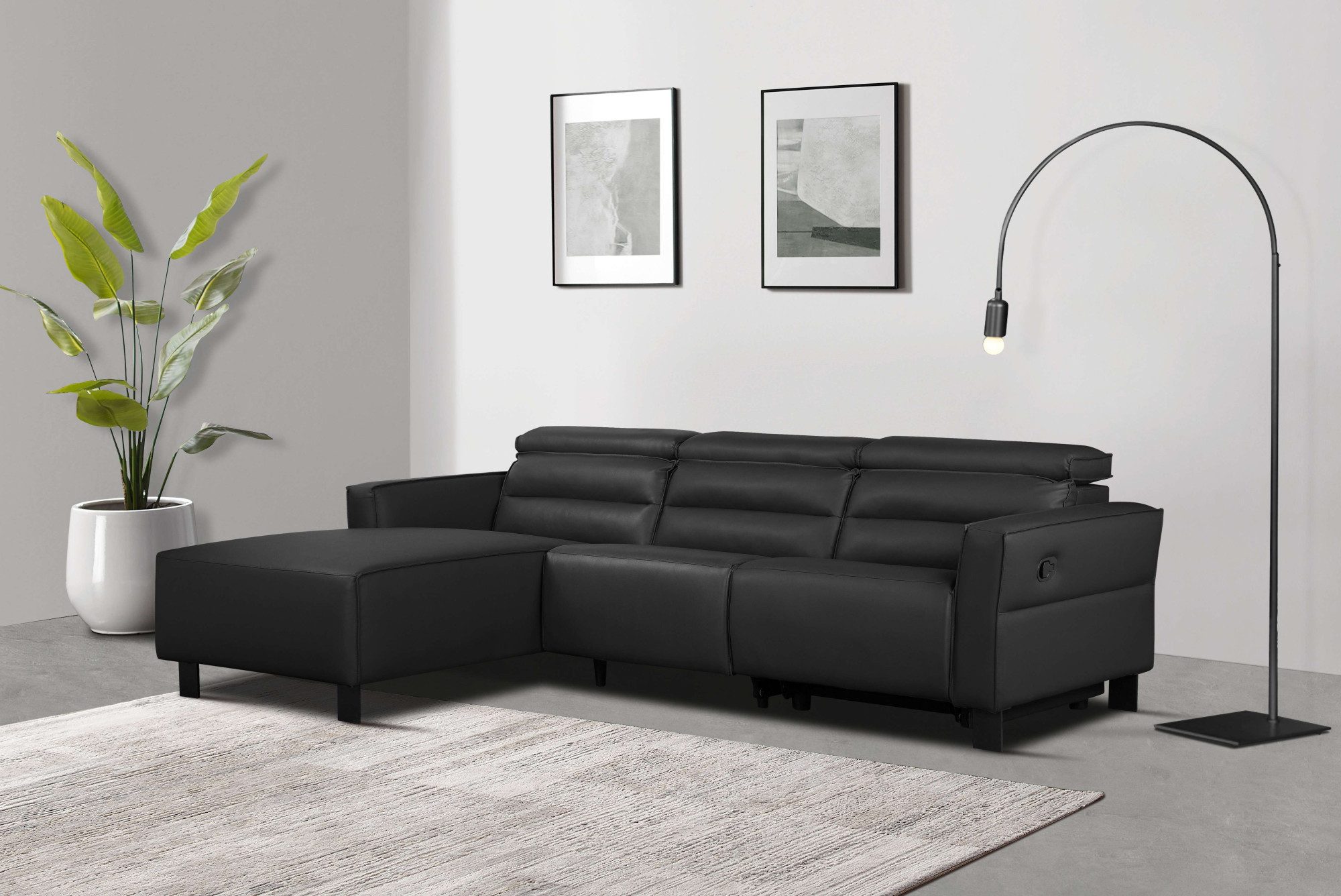 Places of Style Hoekbank Carpari, L-vorm, 263 cm, handmatige of elektrische relaxfunctie