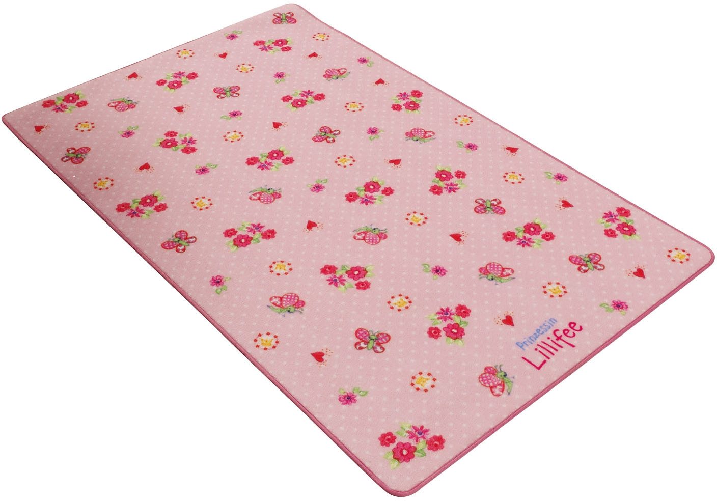 Prinzessin Lillifee Kindervloerkleed LI-105 Vloerkleed in printdessin, motief bloemen, kinderkamer speelkleden maat 140x200 cm roze
