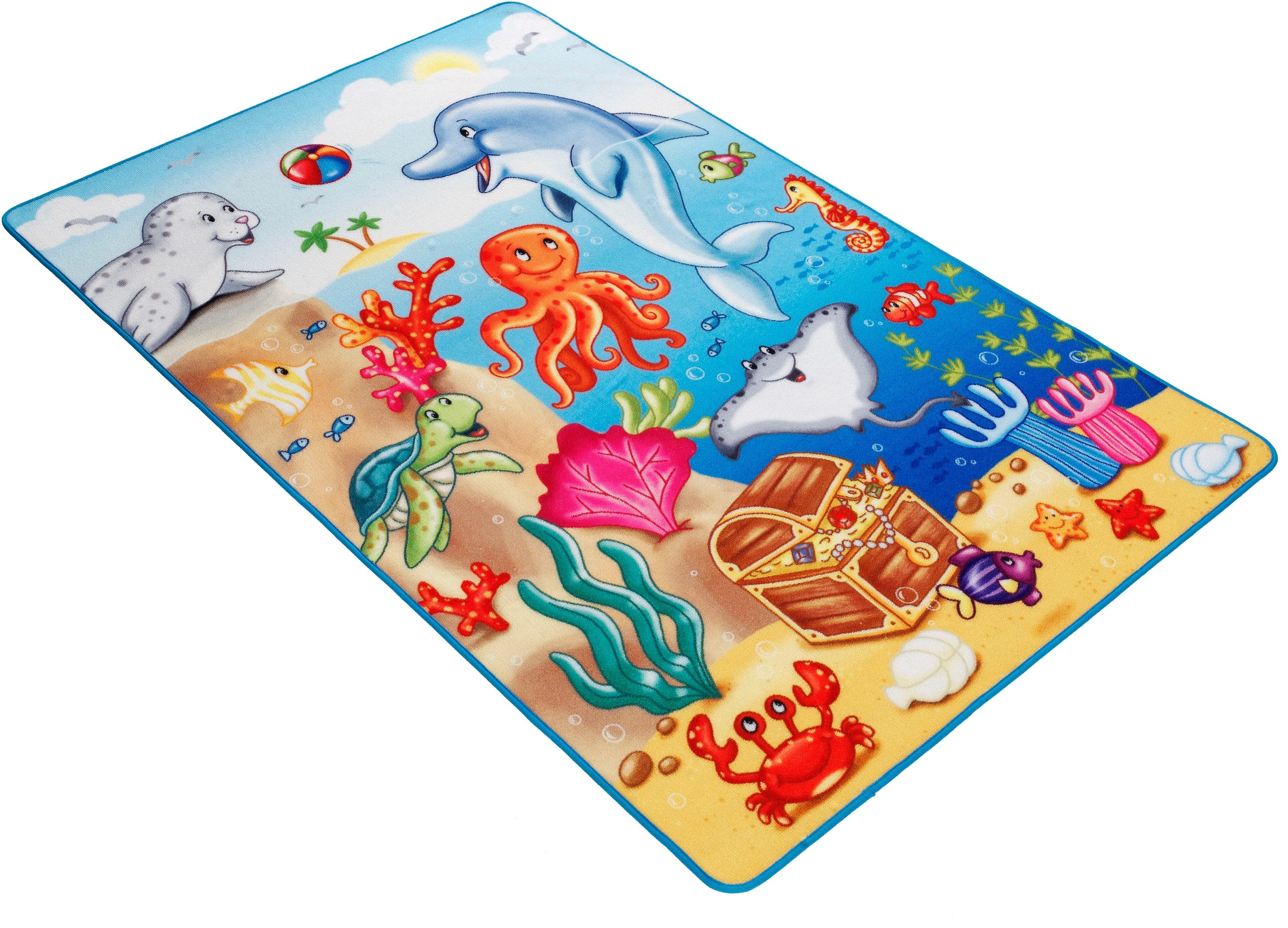 Böing Carpet Kindervloerkleed Lovely Kids LK-7 Motief dieren in de zee, kinderkamer
