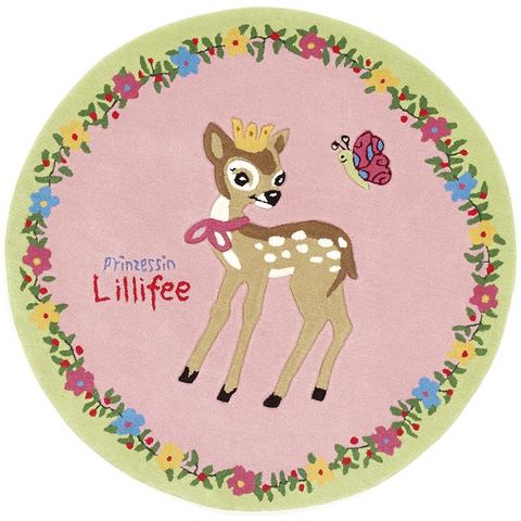 Vloerkleed, Prinses Lillifee, »LI-2935-01«, handgetuft, gesneden reliëfpatroon, rond